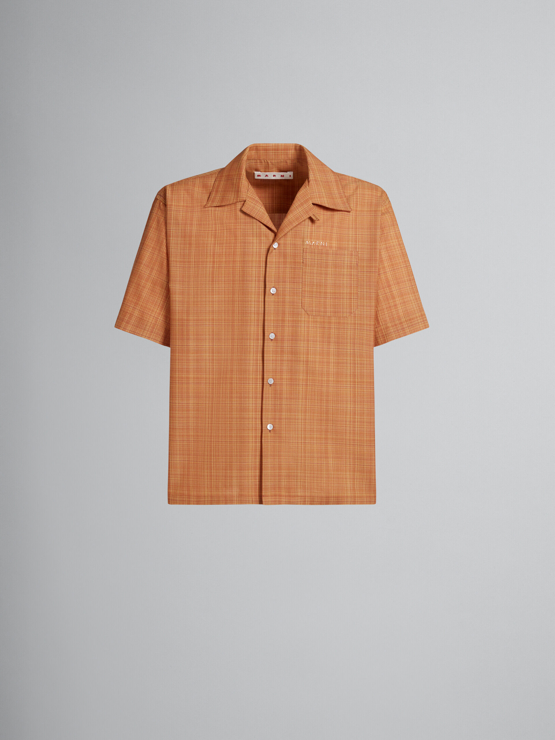 オレンジ チェック ライトウールボウリングシャツ(ボクシーフィット