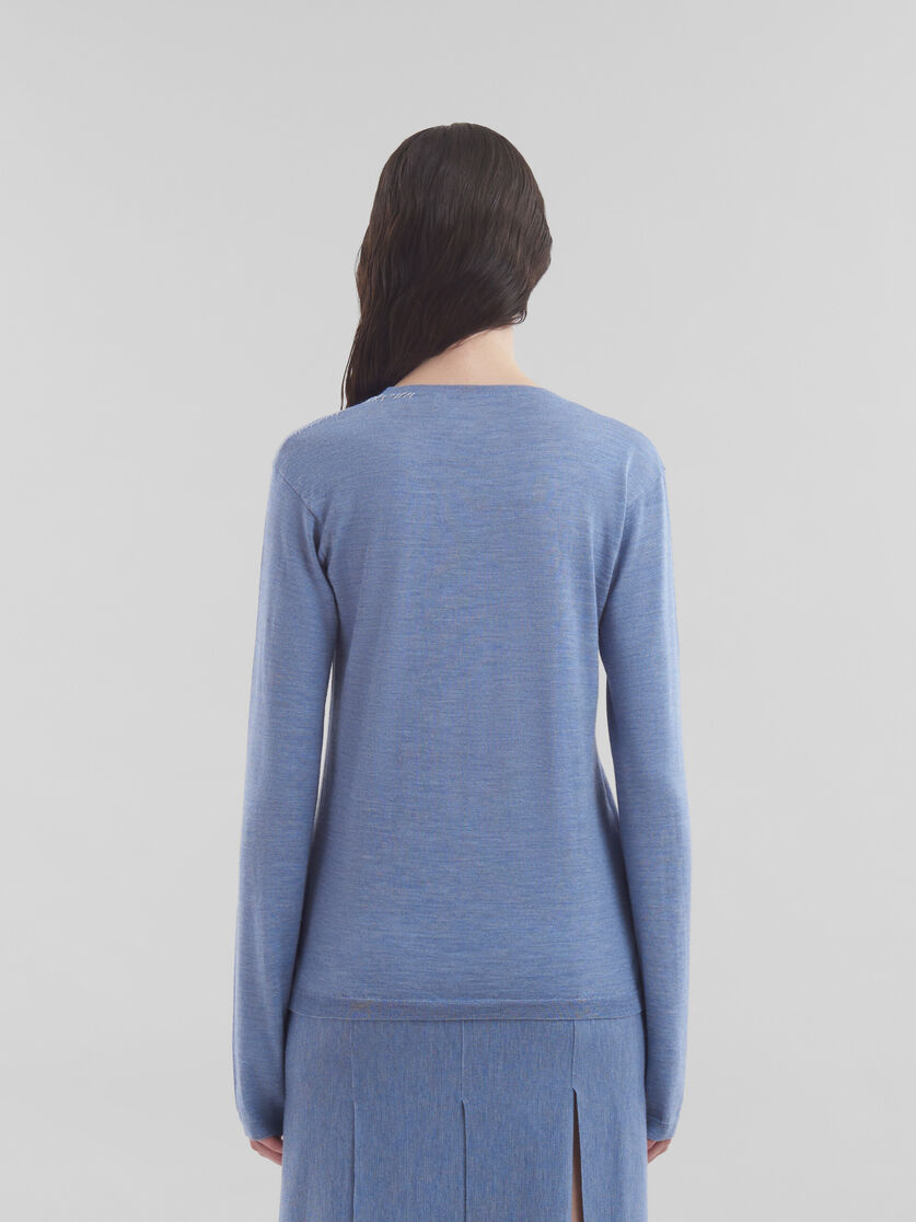 Maglione girocollo in lana-seta blu con rammendo Marni - Pullover - Image 3