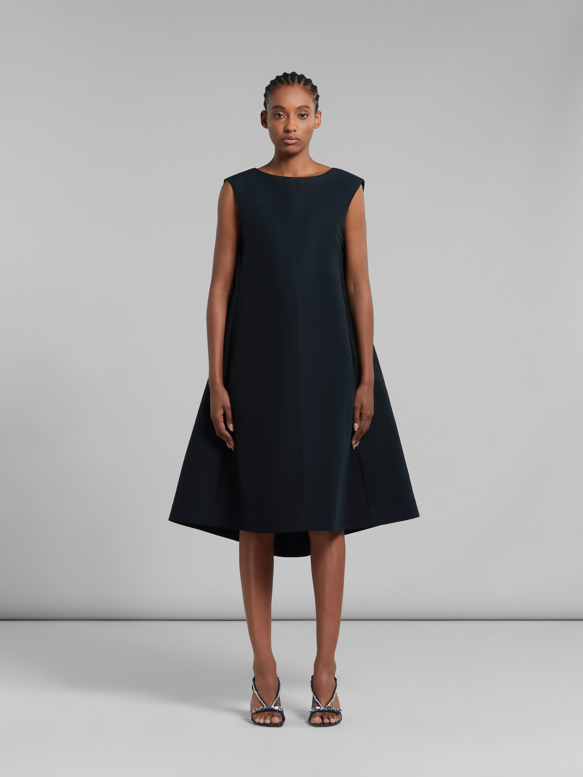 Black cotton cady cocoon dress | Marni
