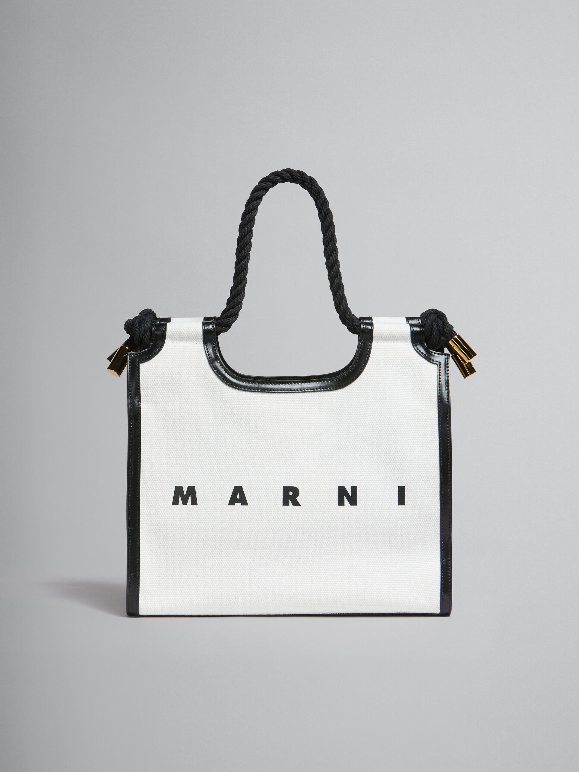 ホワイト、ブラック キャンバス製 Marcel トートバッグ | Marni
