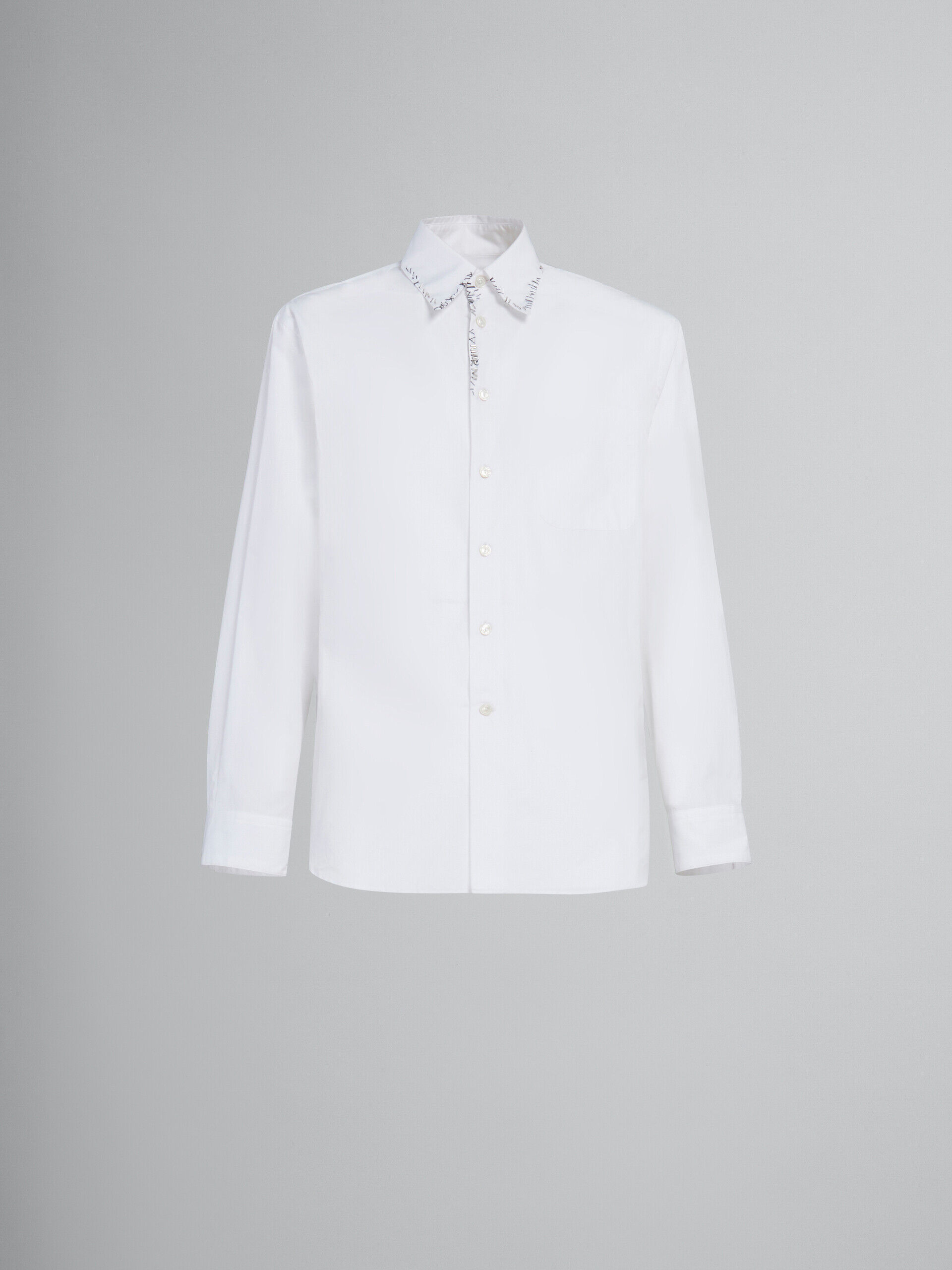 ホワイト ポプリン製シャツ、ビーズメンディング装飾 | Marni