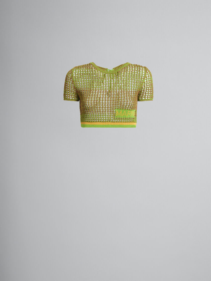 T-shirt a rete in cotone biologico verde - Pullover - Image 2