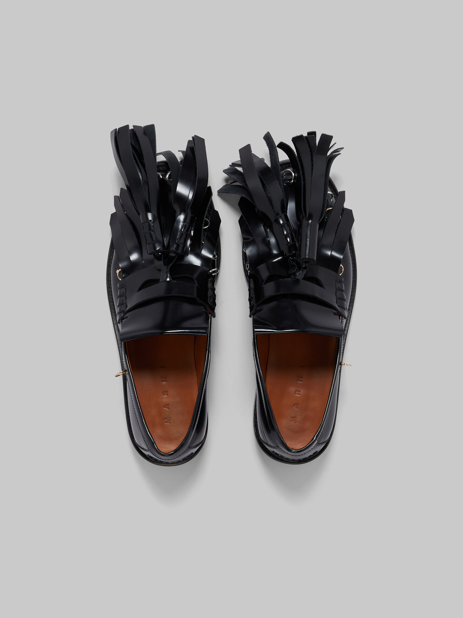 Black leather Bambi loafer with maxi tassels | Marni