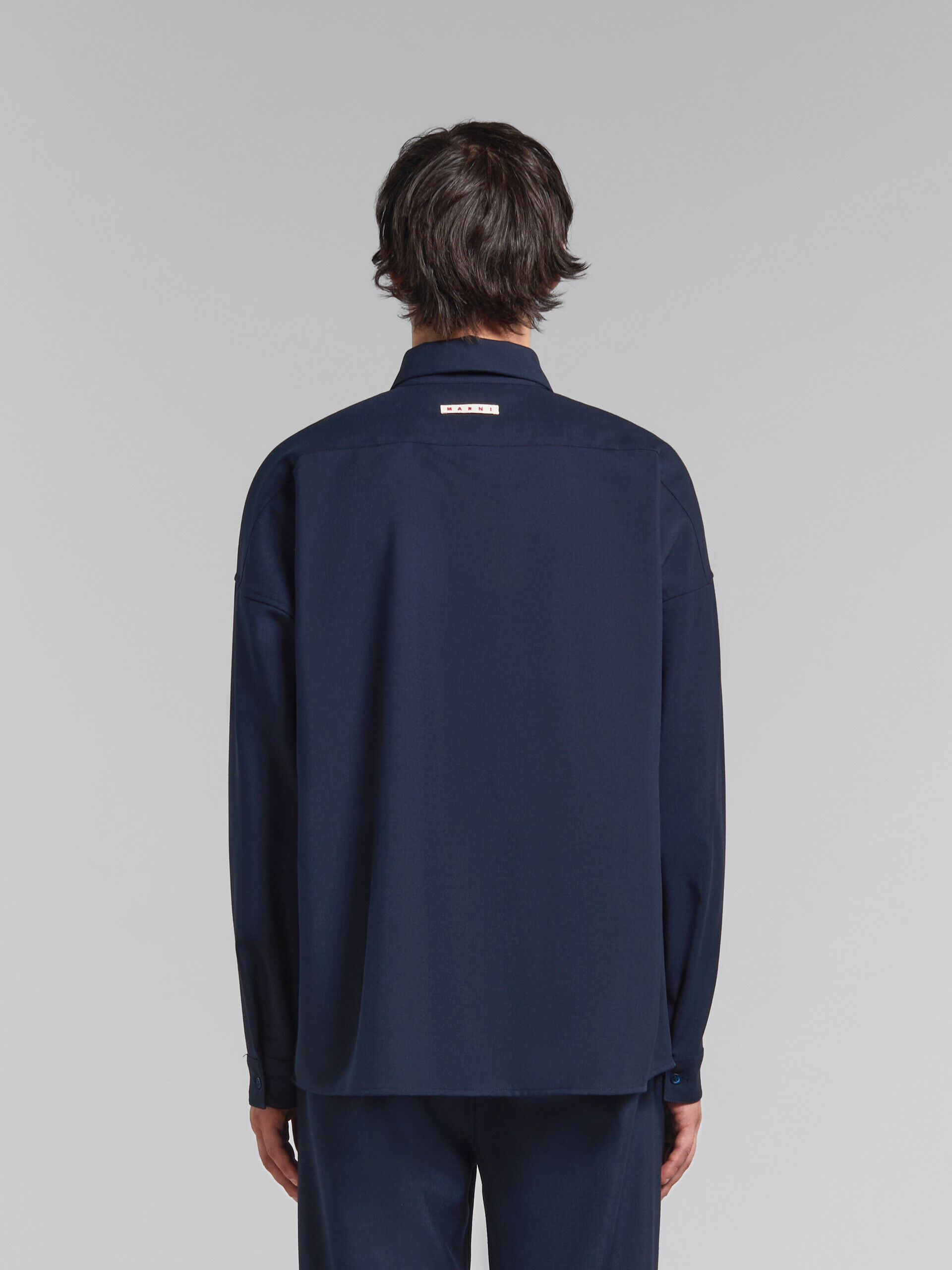 Deep blue tropical wool long-sleeved shirt | Marni