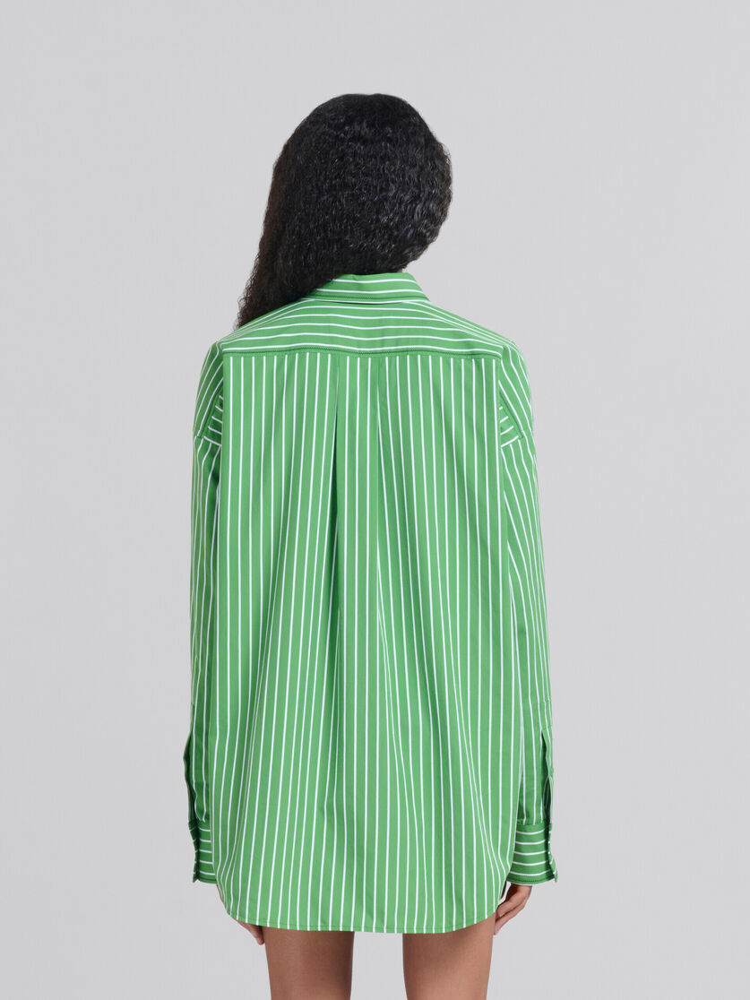 Camicia a righe in cotone biologico verde con impunture Marni - Camicie - Image 3