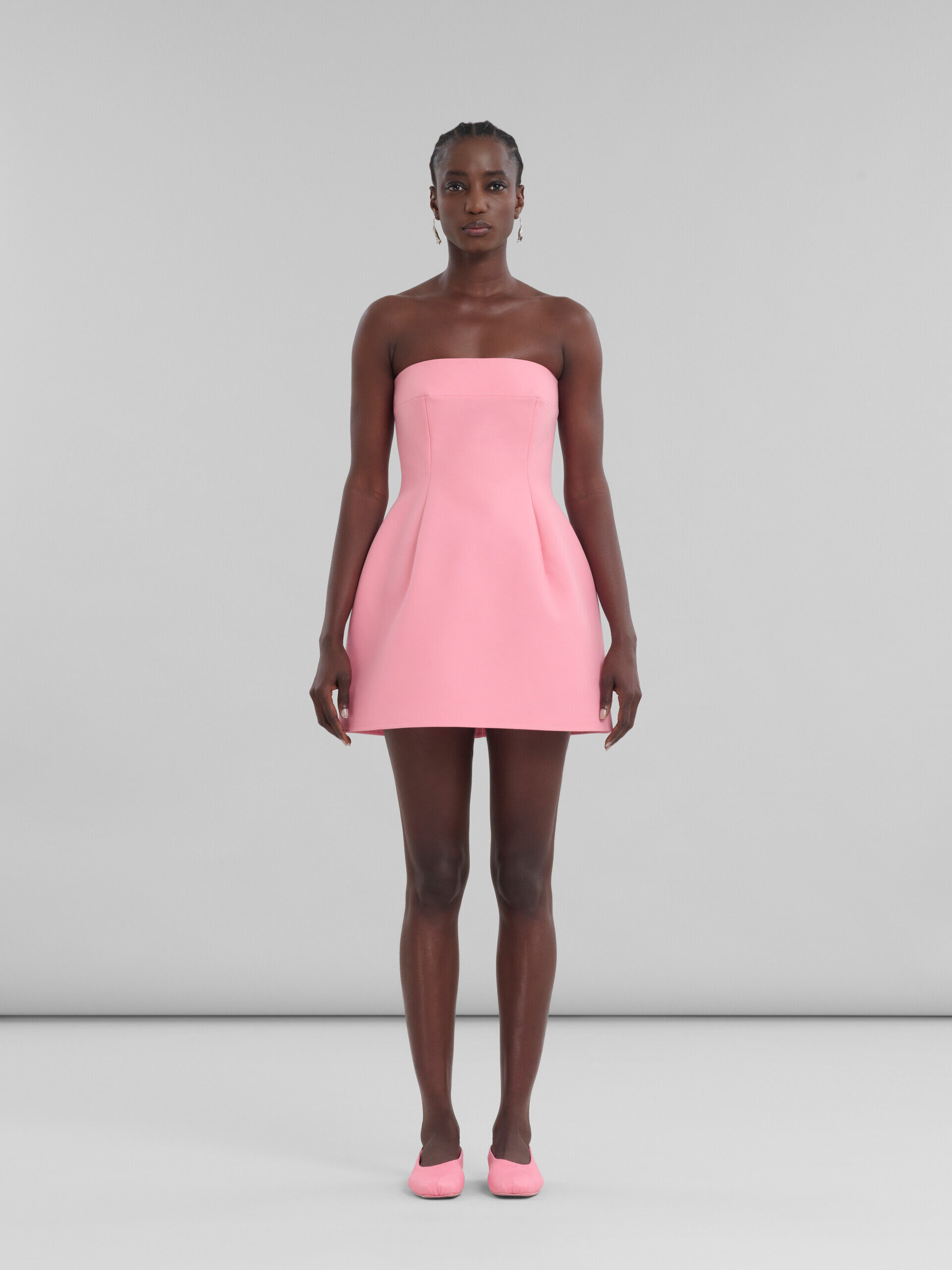 Pink cady strapless mini dress | Marni