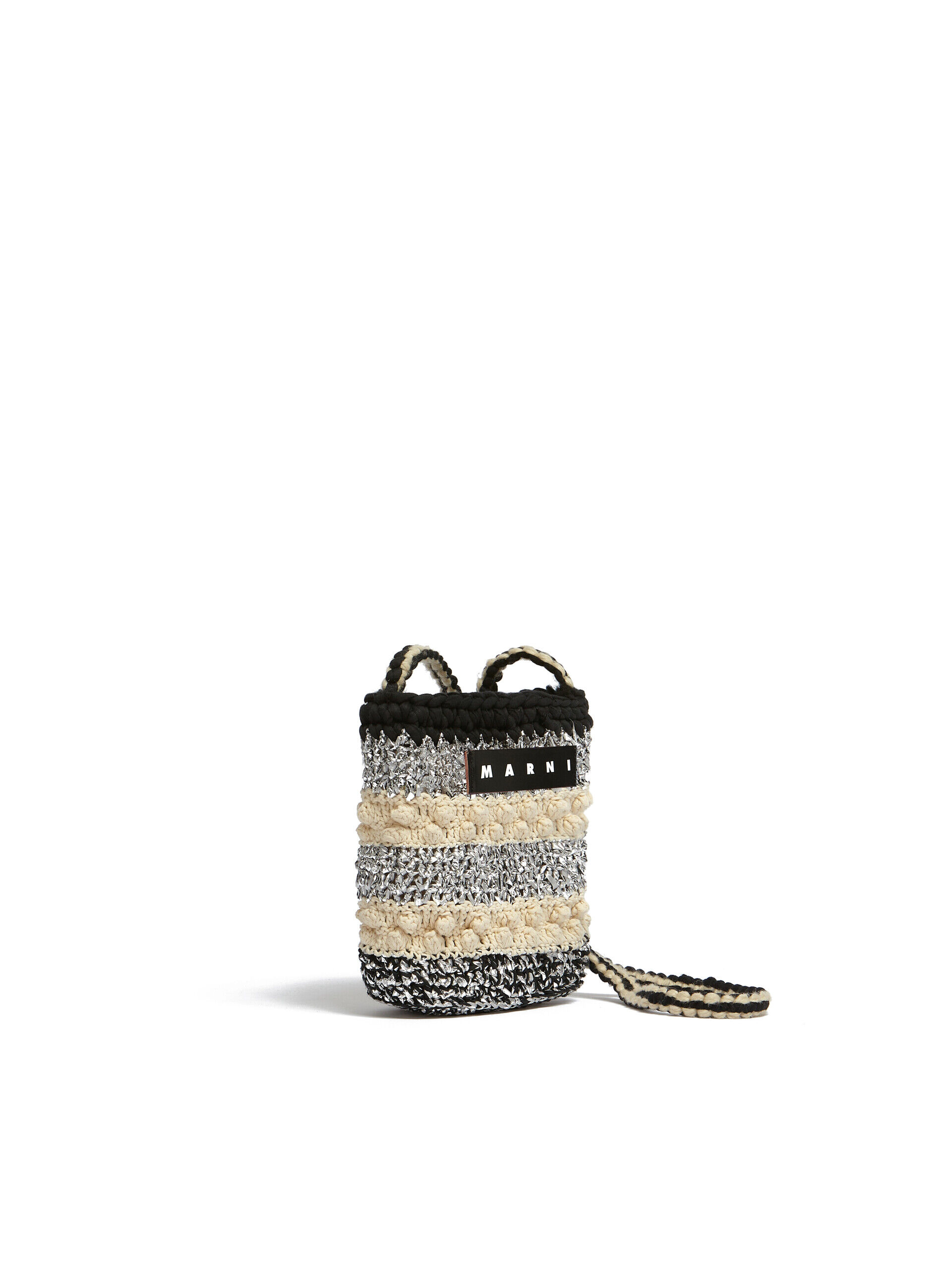 White and silver bobble-knit MARNI MARKET MINI CROSSBODY bag | Marni