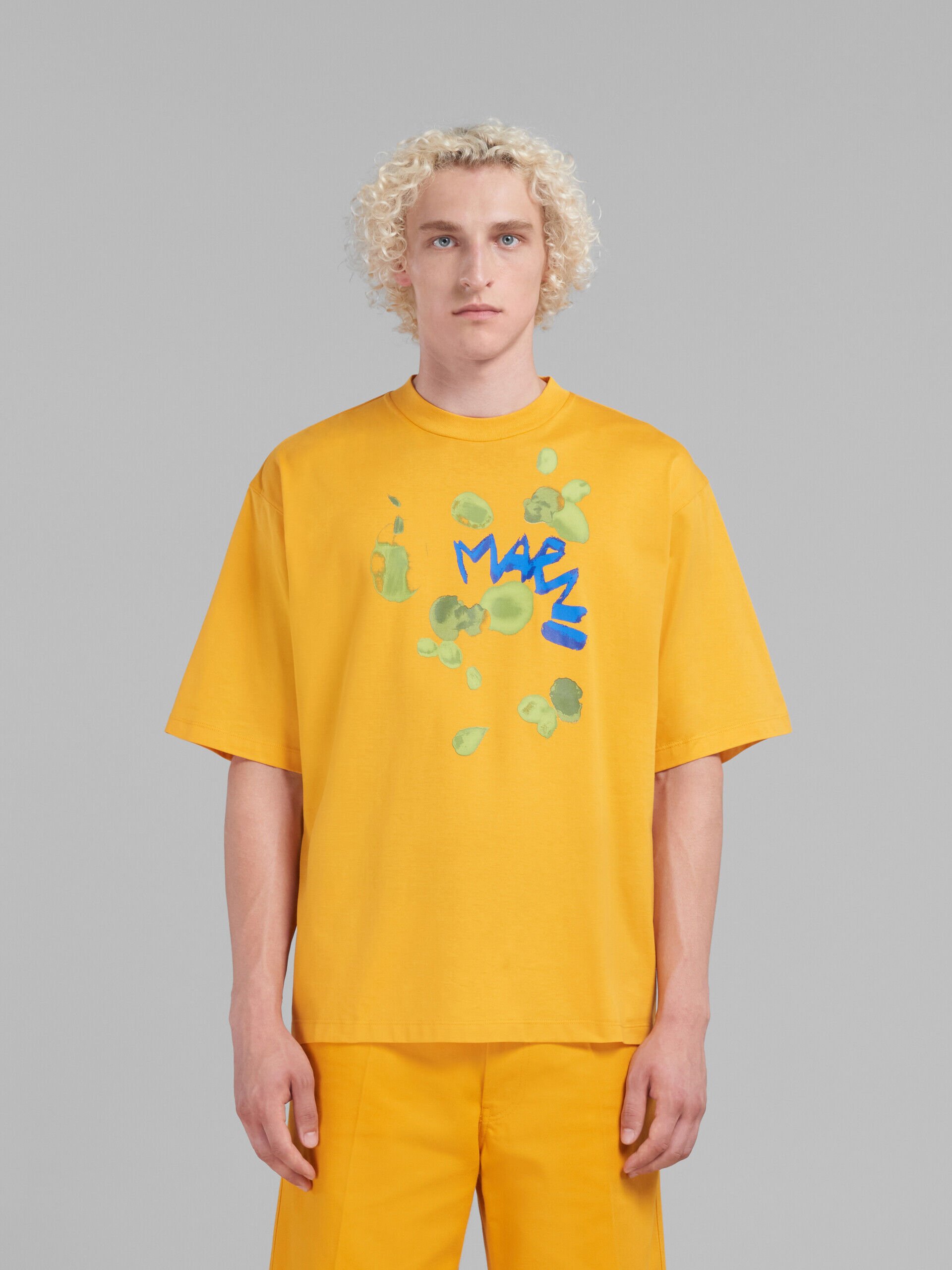 オレンジ Marni Drippingプリント オーガニックコットン製 Tシャツ | Marni