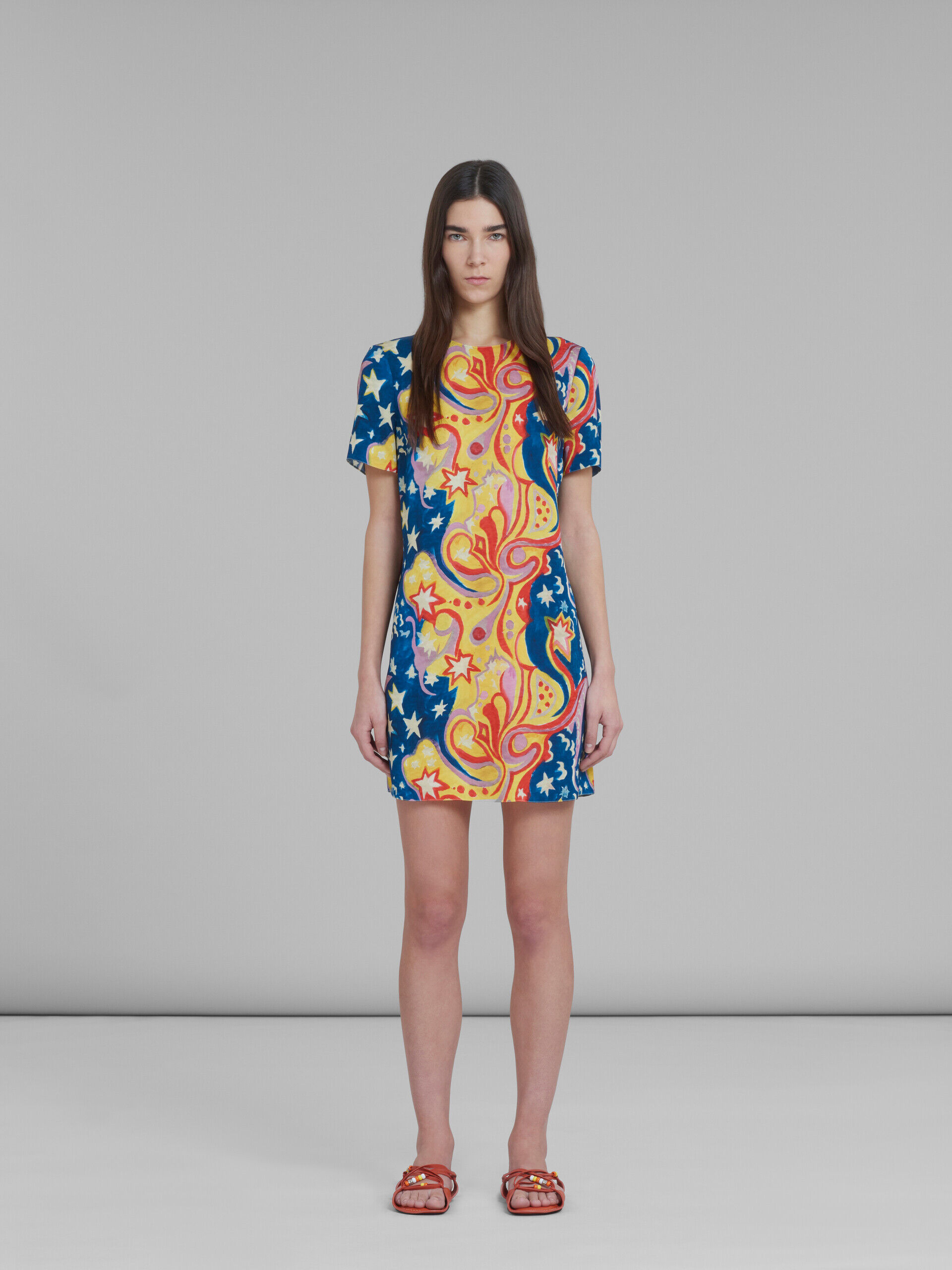 Marni x No Vacancy Inn - Multicolor satin short dress with