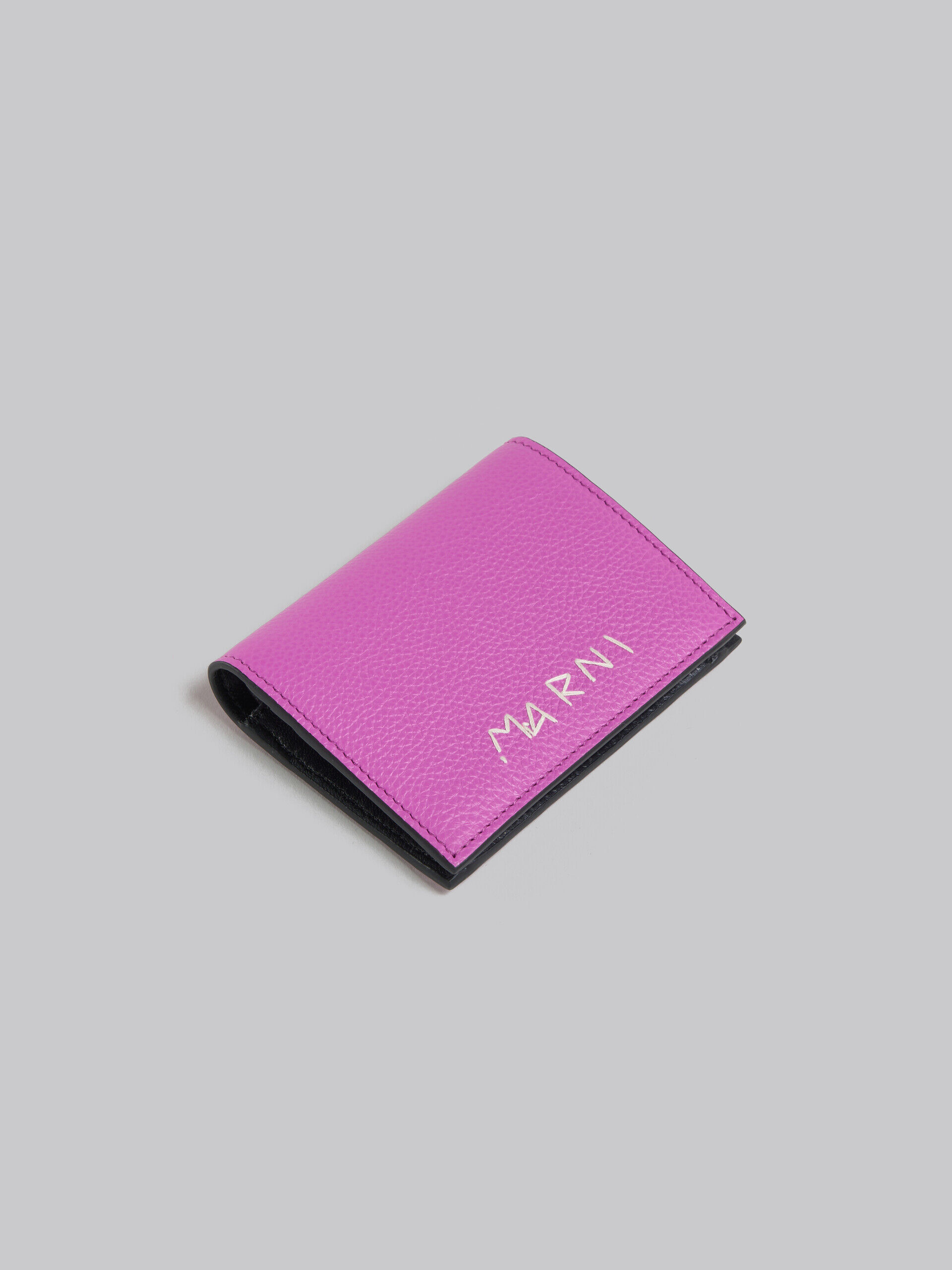 Pink leather bifold wallet with Marni mending | Marni