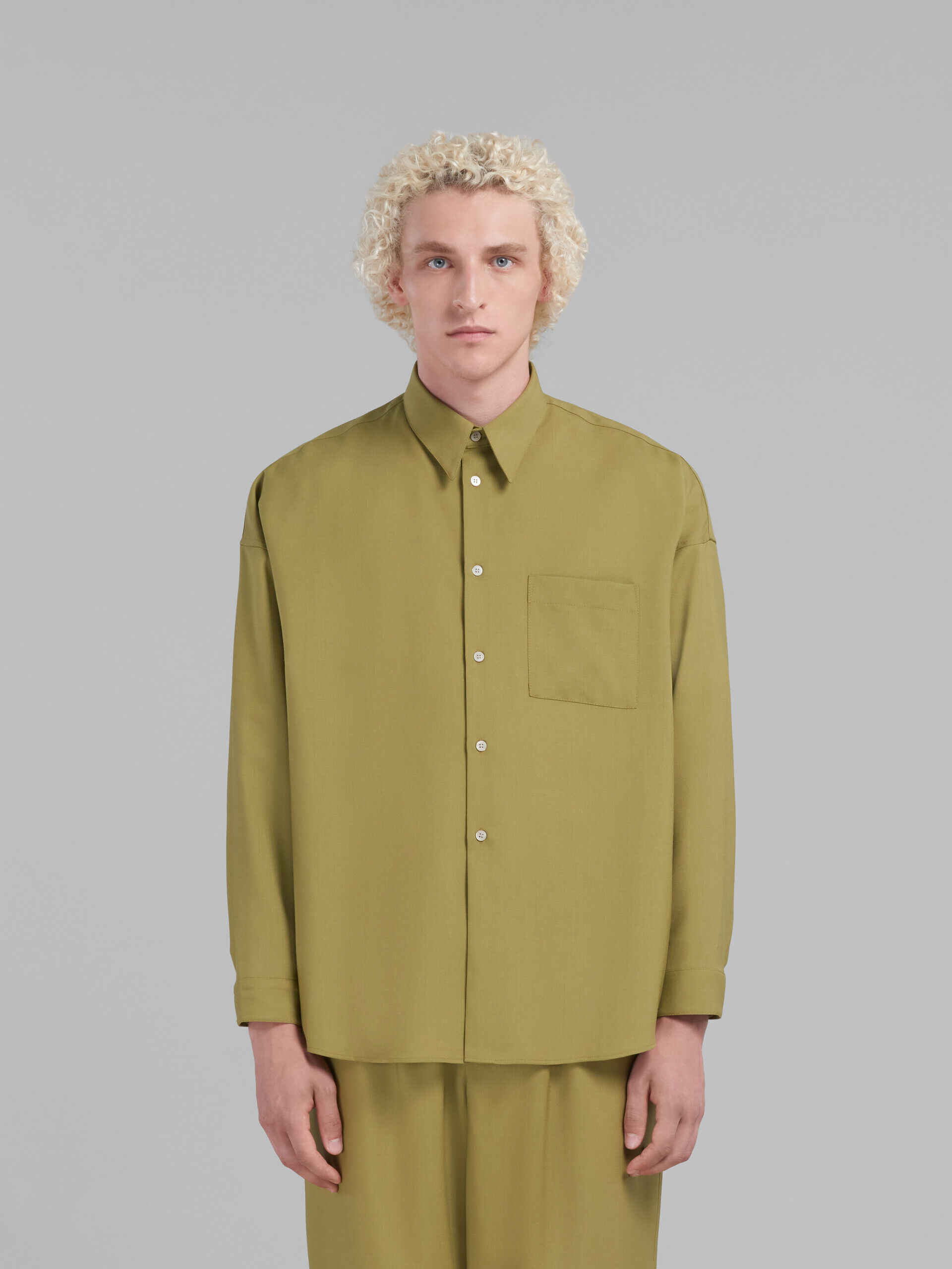 グリーン トロピカルウール製 長袖シャツ | Marni