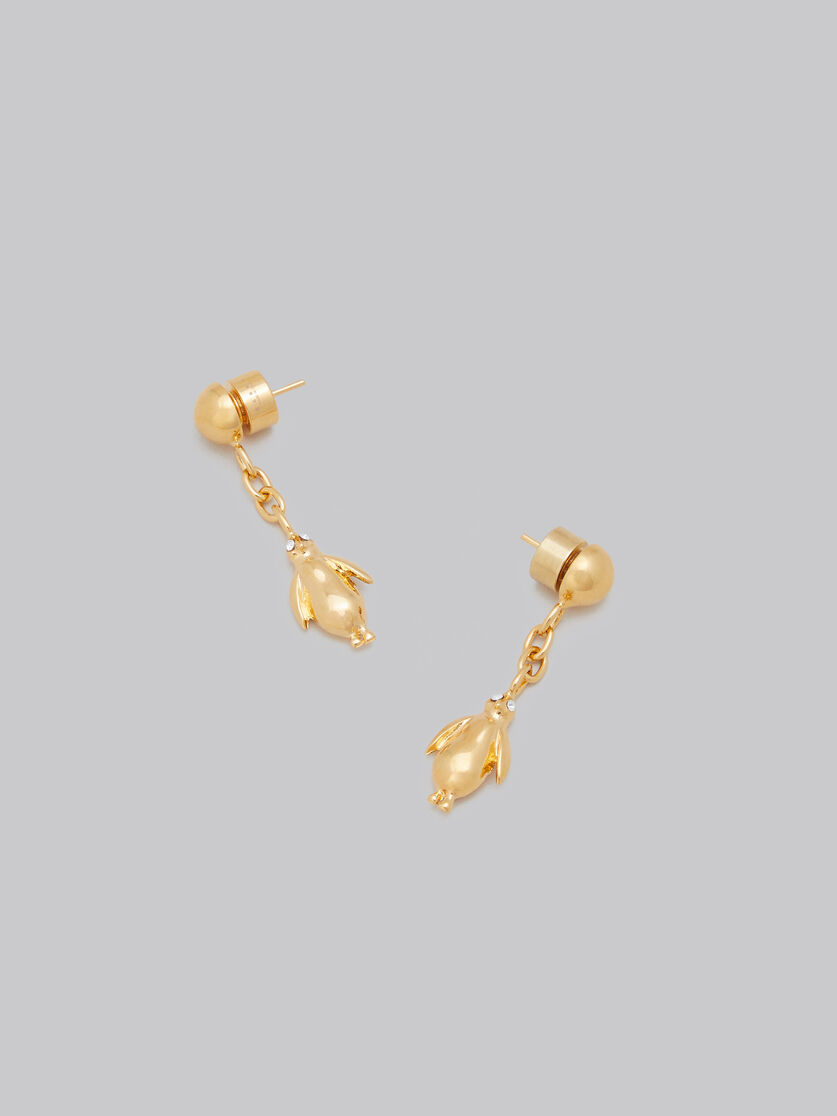 Gold penguin drop earrings - Earrings - Image 3