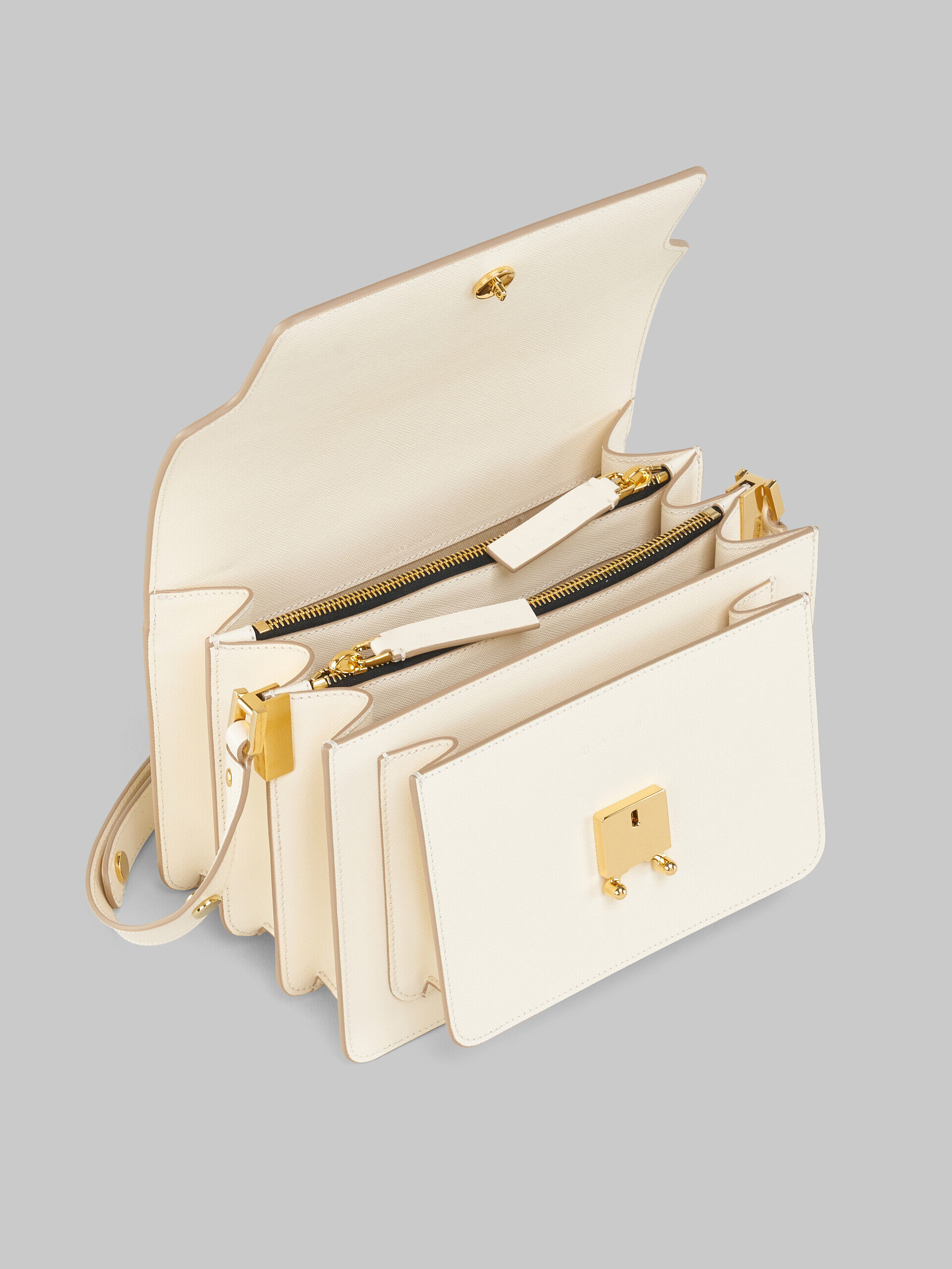 Cream saffiano leather medium Trunk bag | Marni