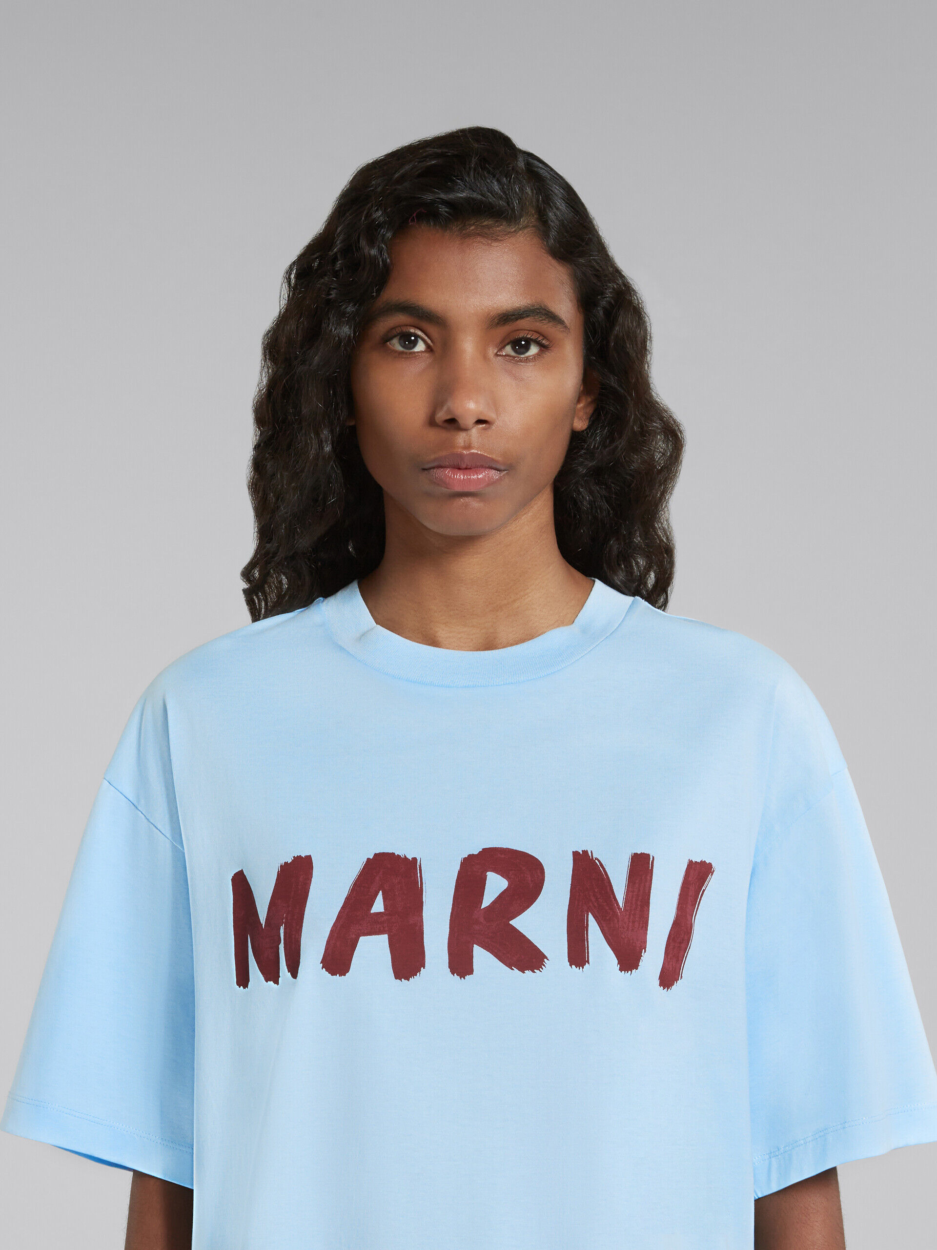 Light blue T-shirt with Marni print | Marni