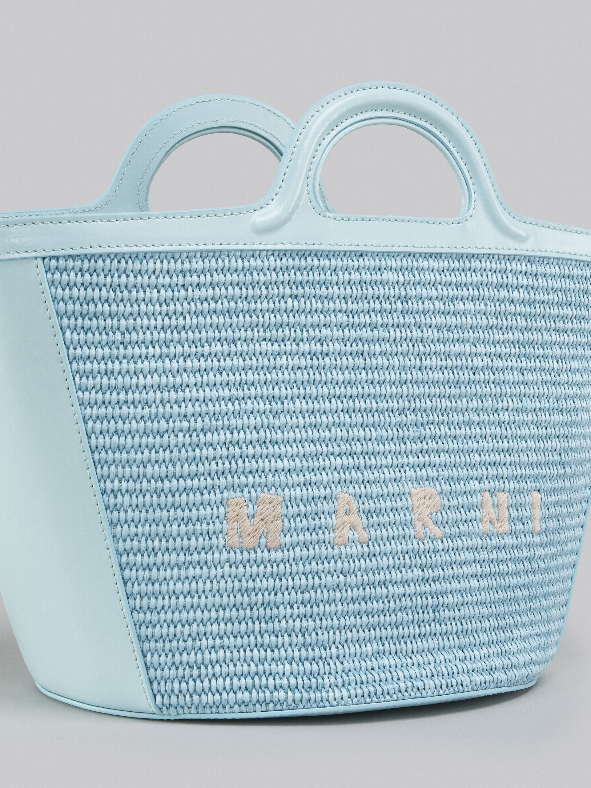 Tropicalia Small Bag in light blue leather and raffia-effect