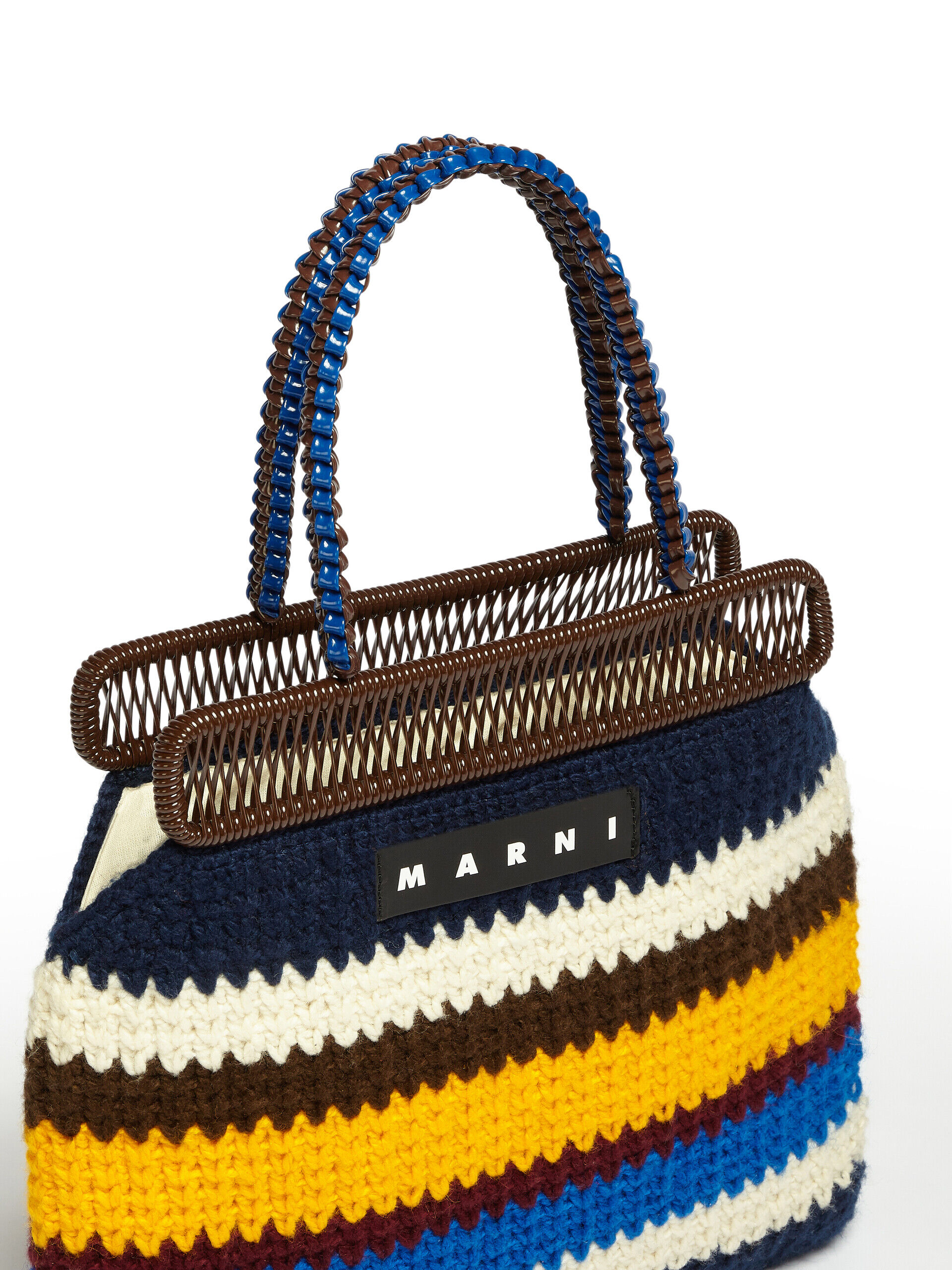 MARNI MARKET bag in multicolour blue crochet wool | Marni