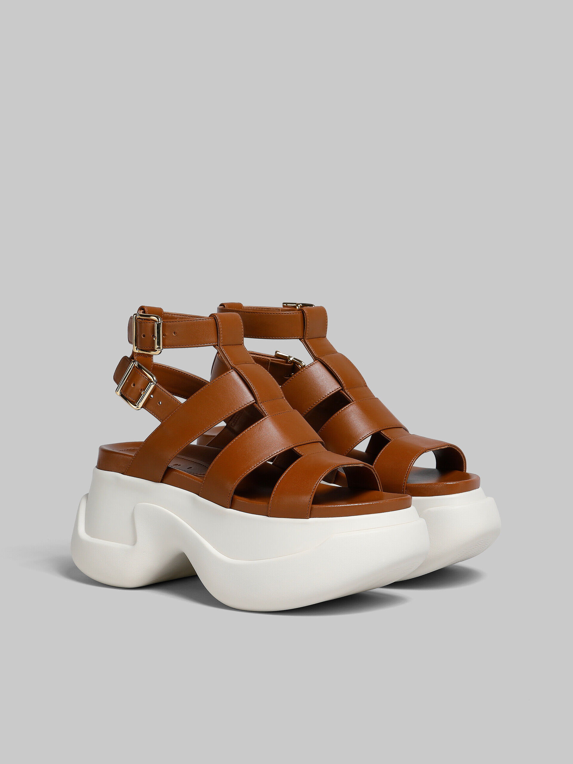 Brown leather Aras 23 gladiator sandal | Marni