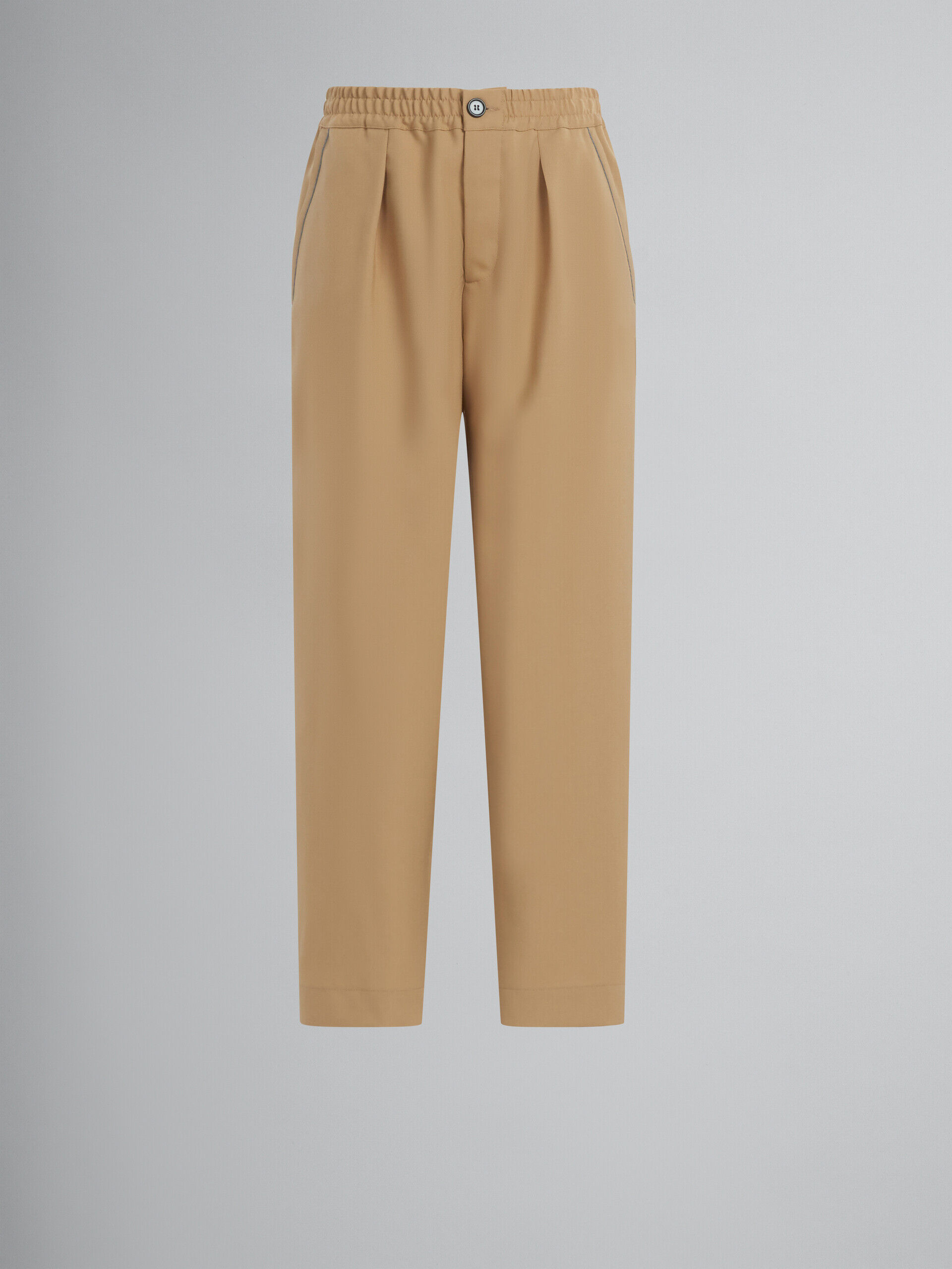 Cropped trousers in beige tropical wool | Marni