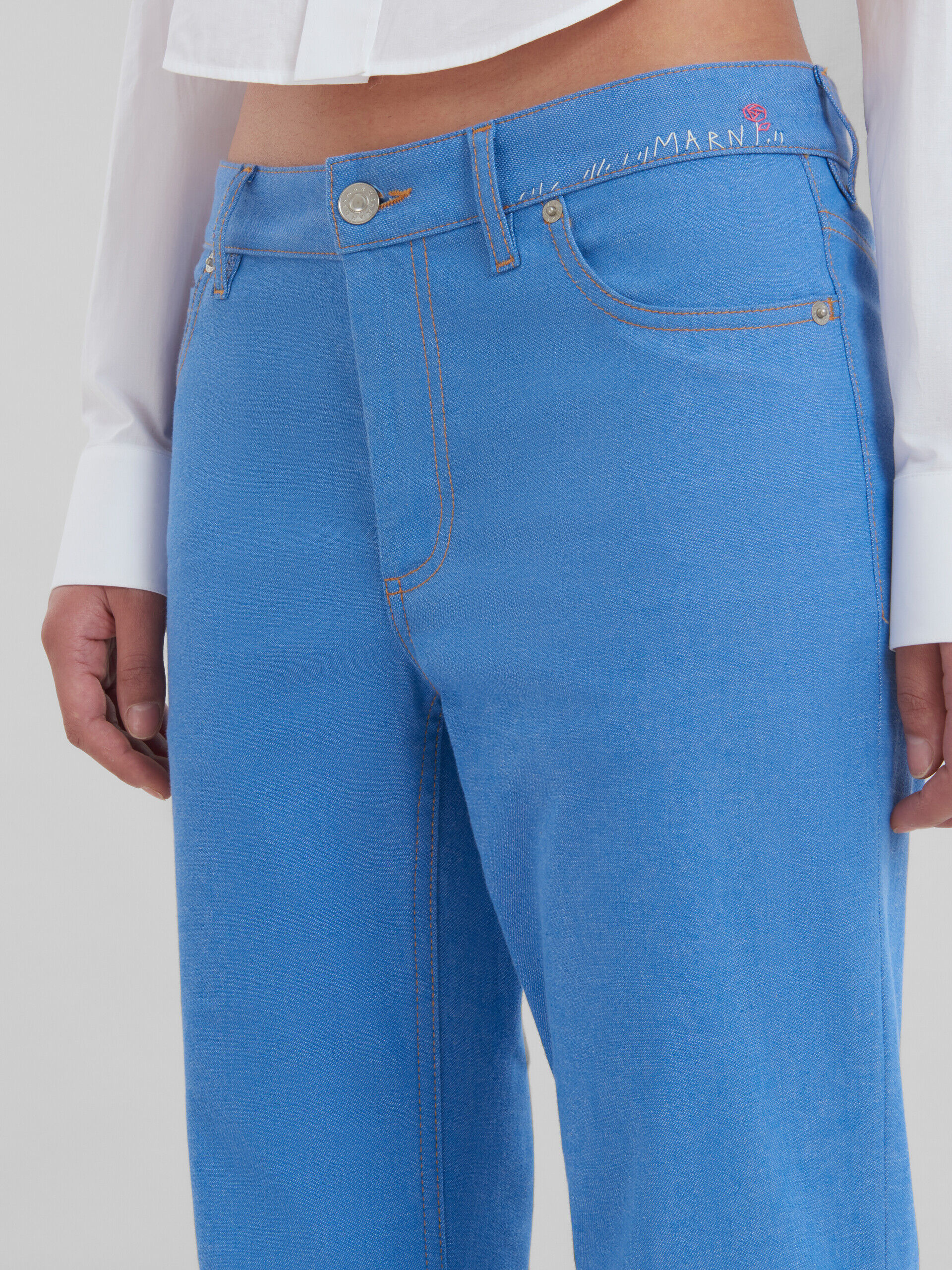 Blue stretch denim flared trousers | Marni
