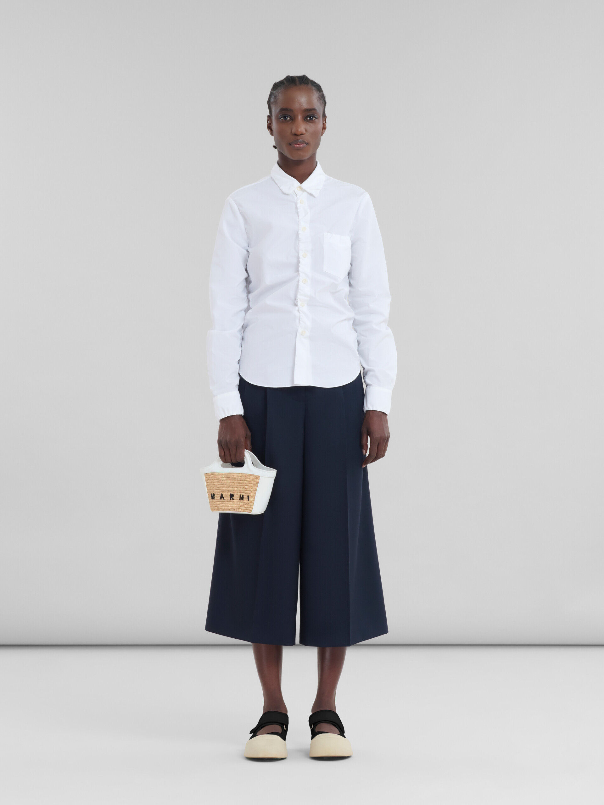 Tropicalia Micro Bag in white leather and raffia-effect fabric | Marni
