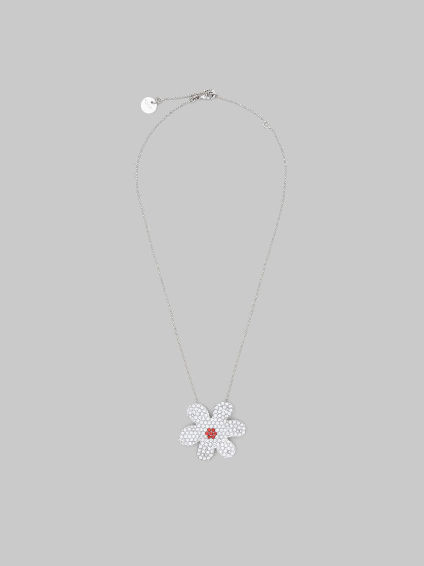 Palladium ball chain necklace with daisy pendant - Necklaces - Image 1