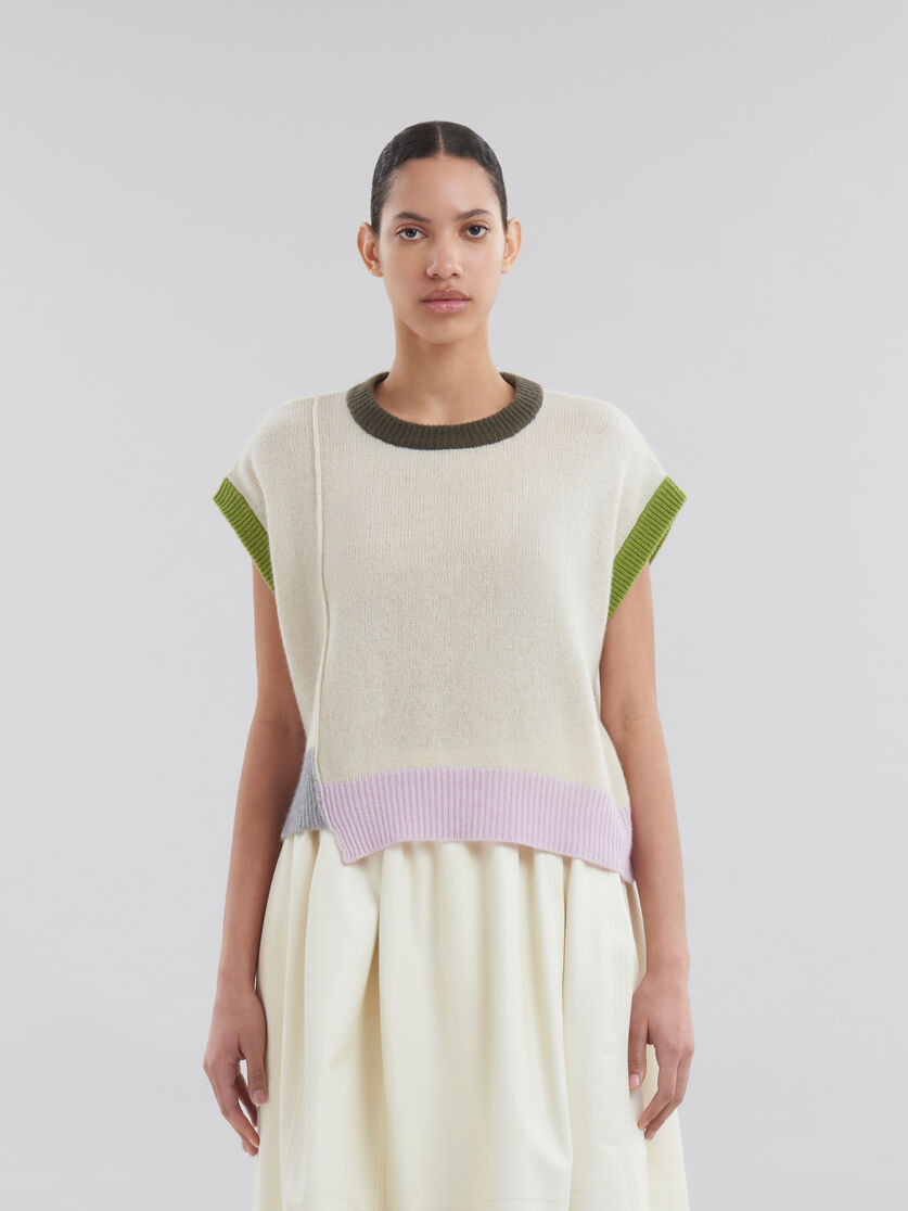 Maglia in cashmere marrone color block - Maglieria - Image 2