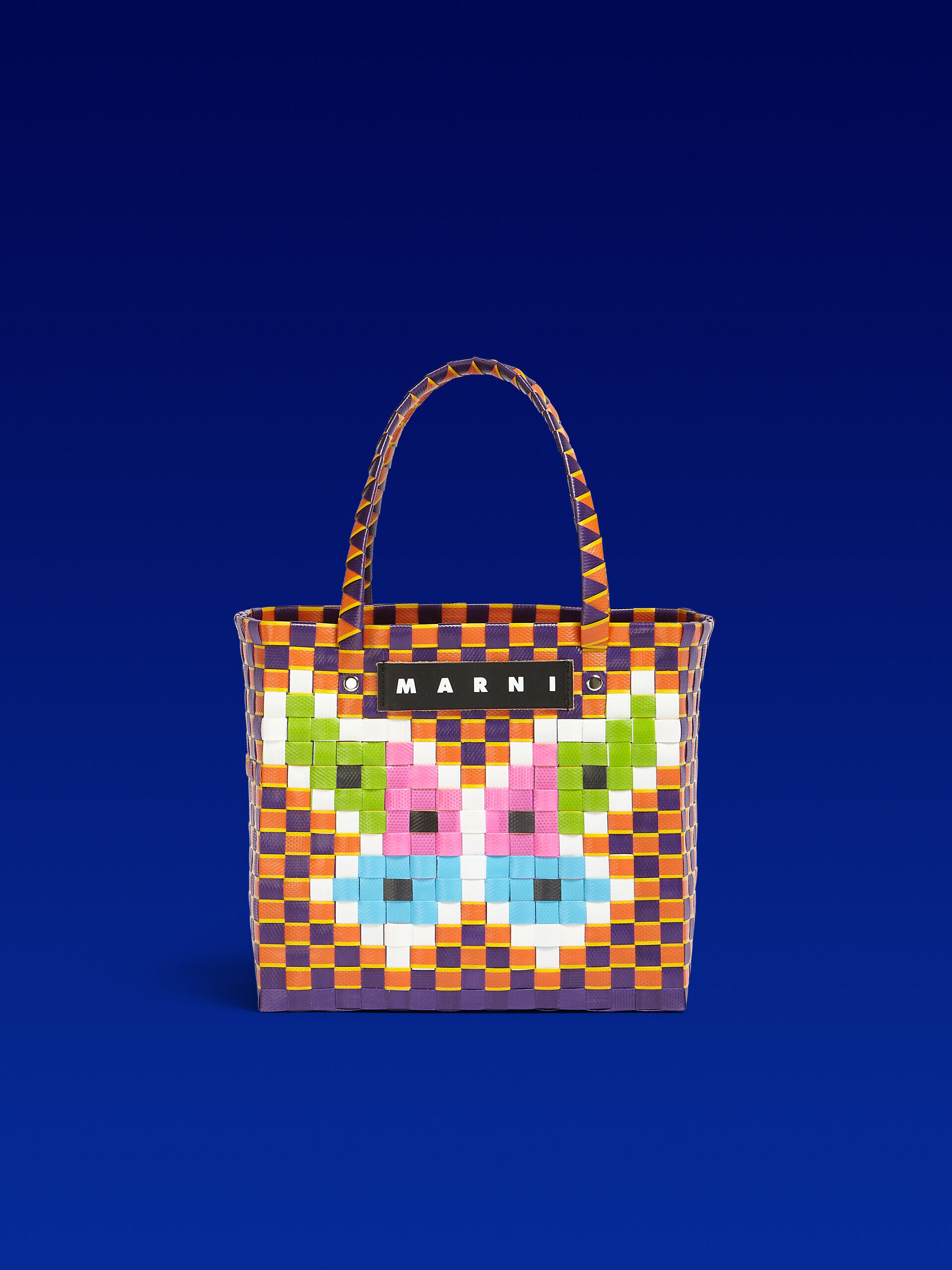 MARNI MARKET FLOWER MINI BASKET bag in orange butterfly motif | Marni