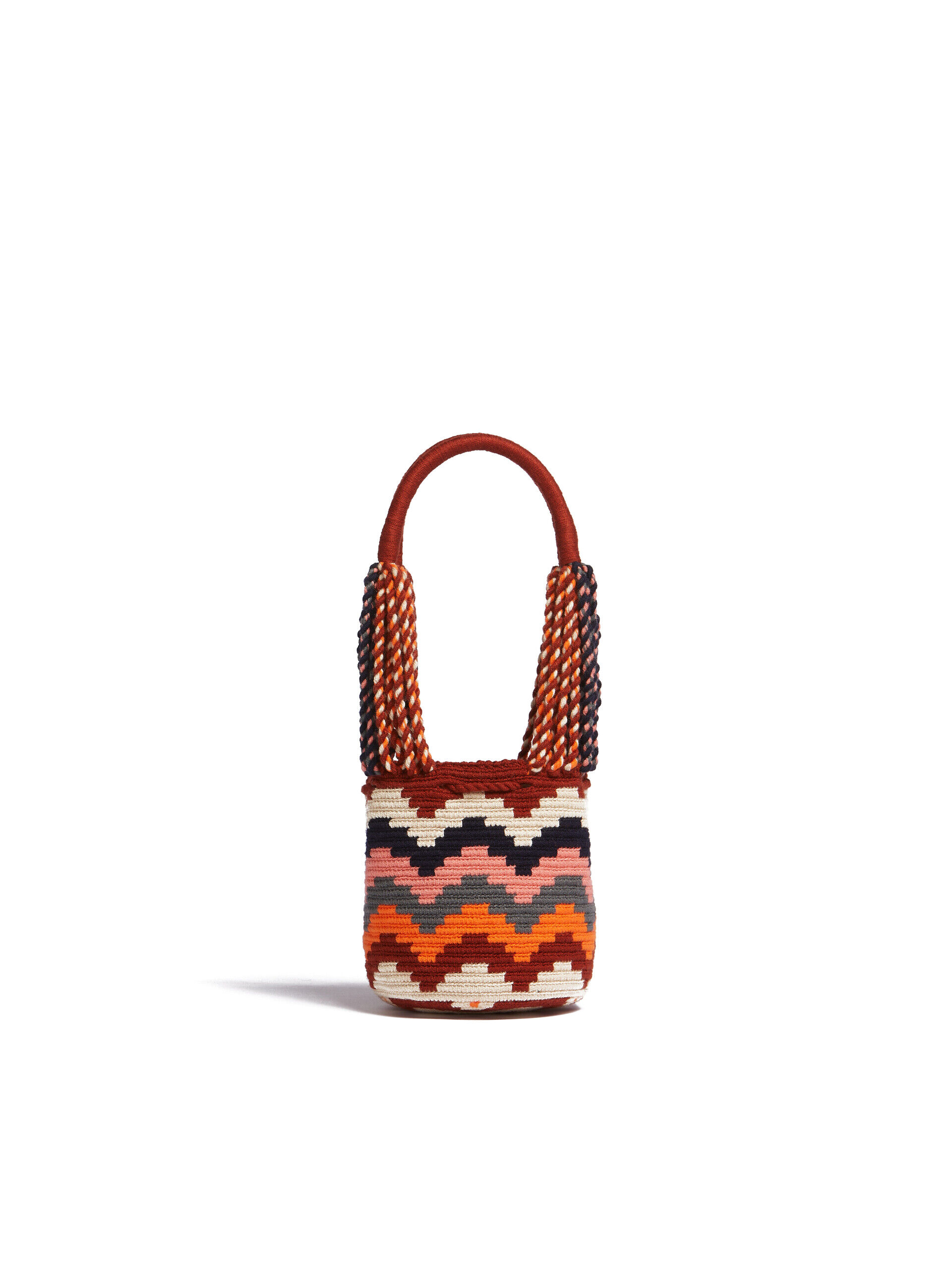 Small burgundy multicolour MARNI MARKET COT knit bag | Marni