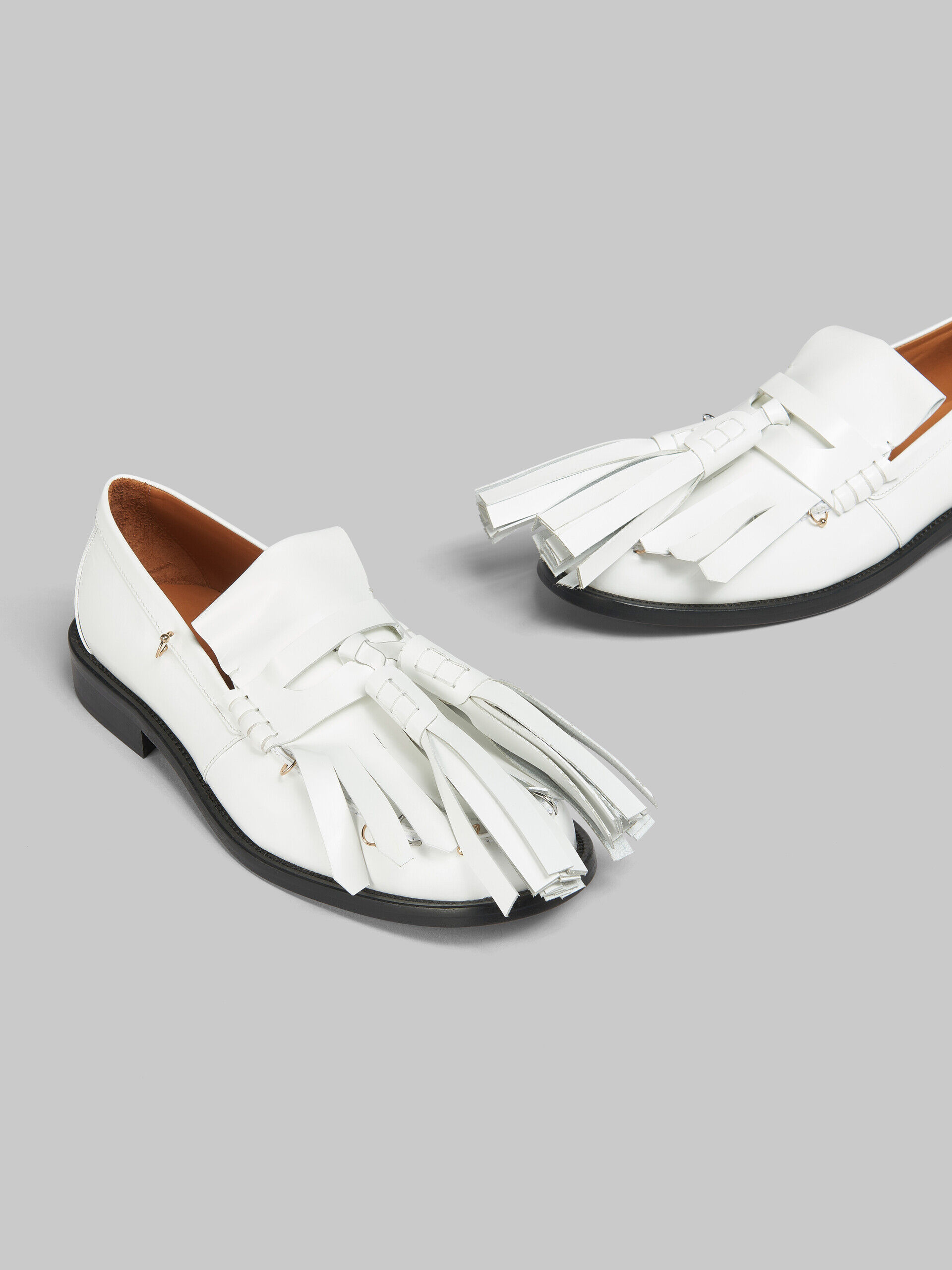 White leather Bambi loafer with maxi tassels | Marni