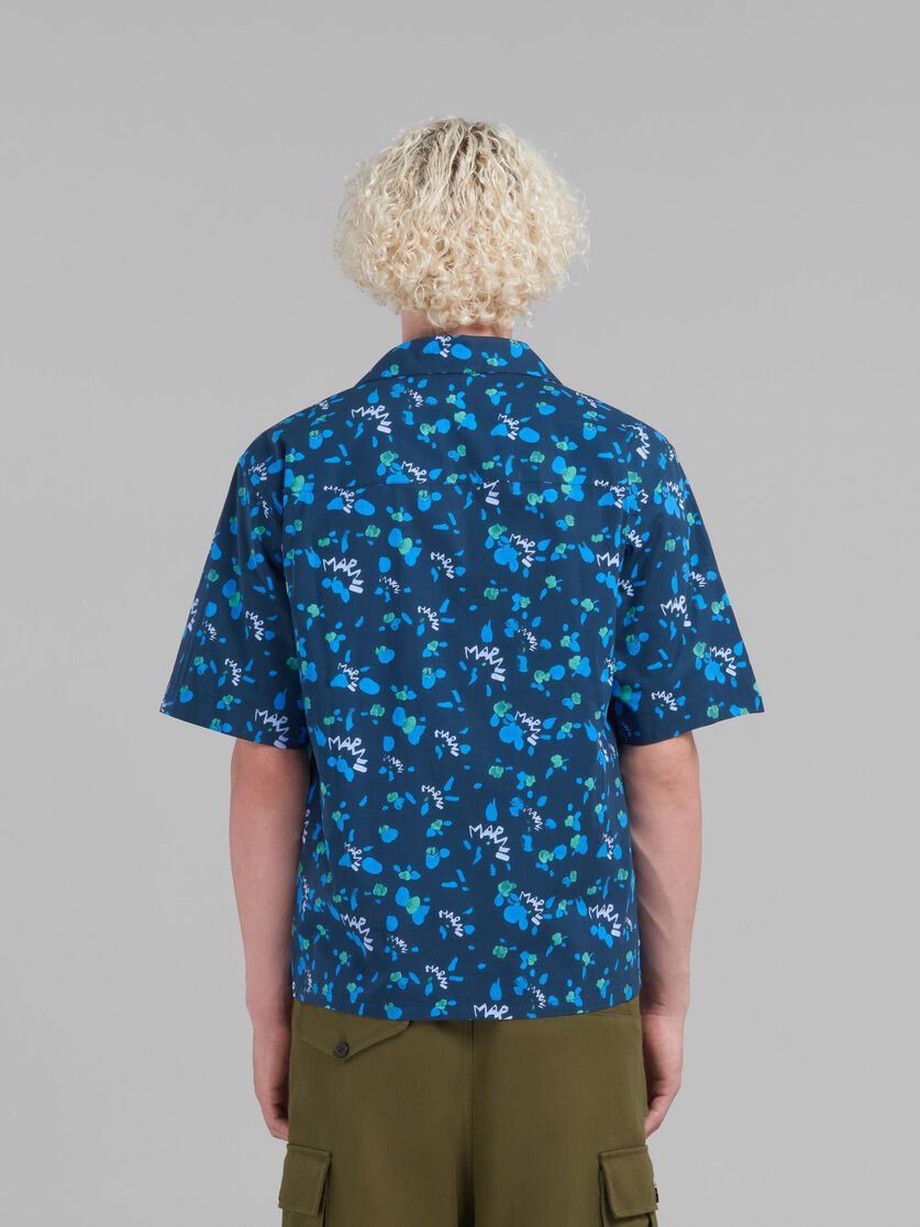 Chemise de bowling en popeline bleue avec imprimé Marni Dripping - Chemises - Image 3