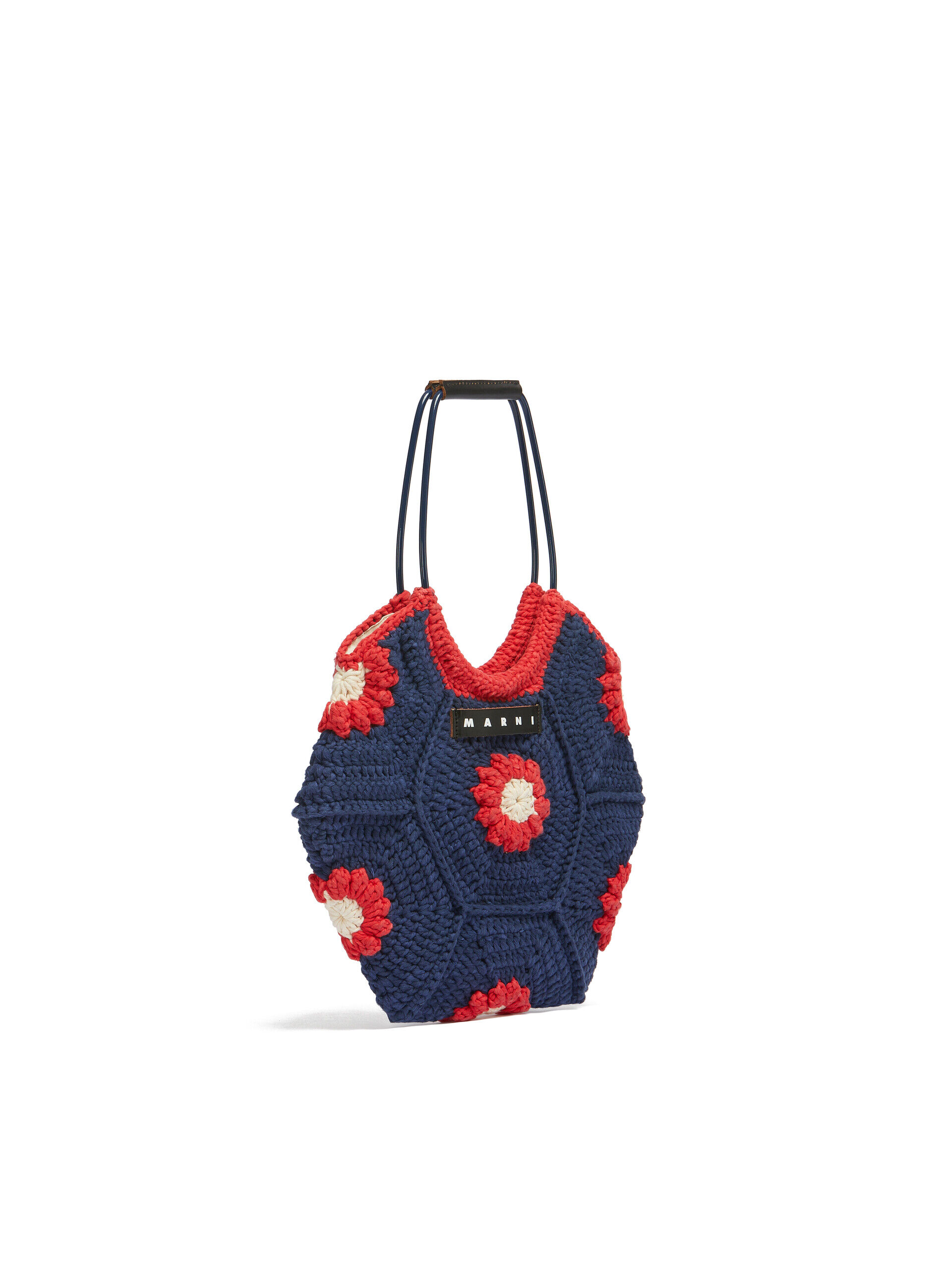 Blue flower cotton crochet MARNI MARKET handbag | Marni