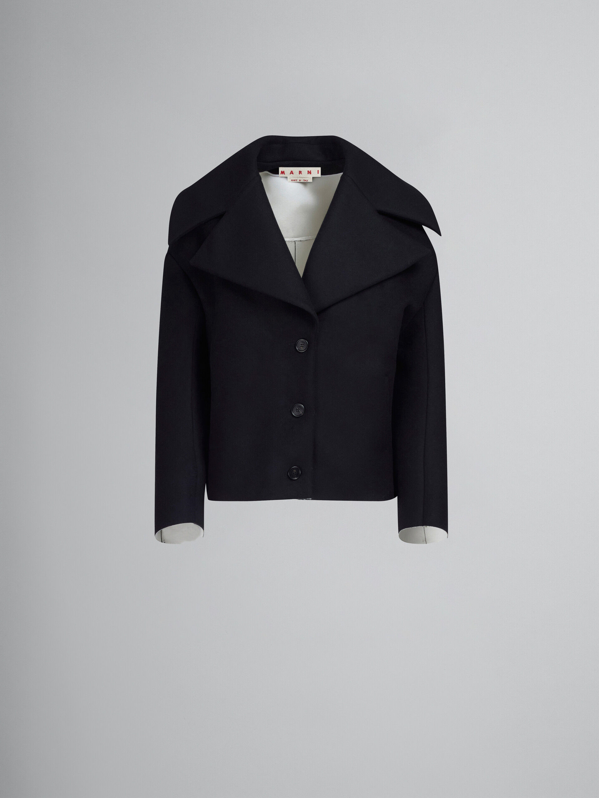 Black bonded wool cocoon jacket | Marni