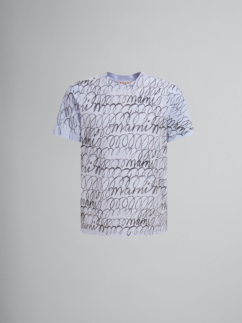 T-shirt in cotone biologico blu con motivo Scribble Marni - T-shirt - Image 1
