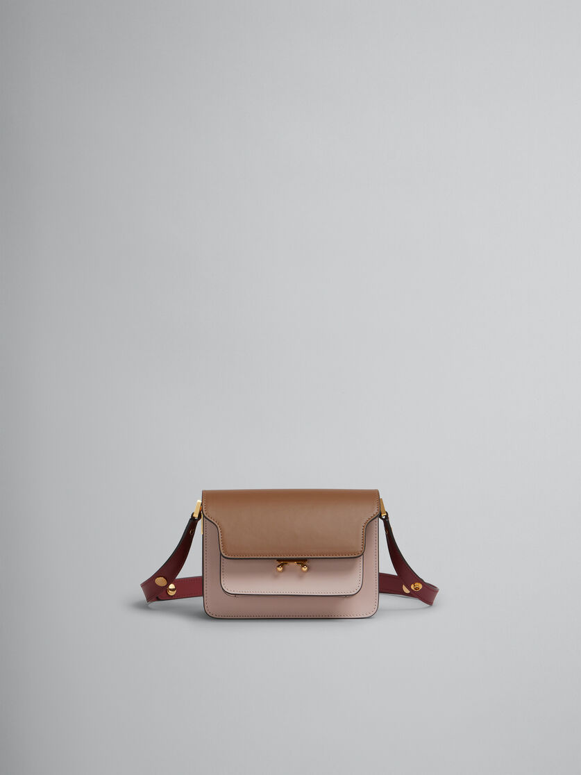 Beige pink and red smooth calfskin mini Trunk bag