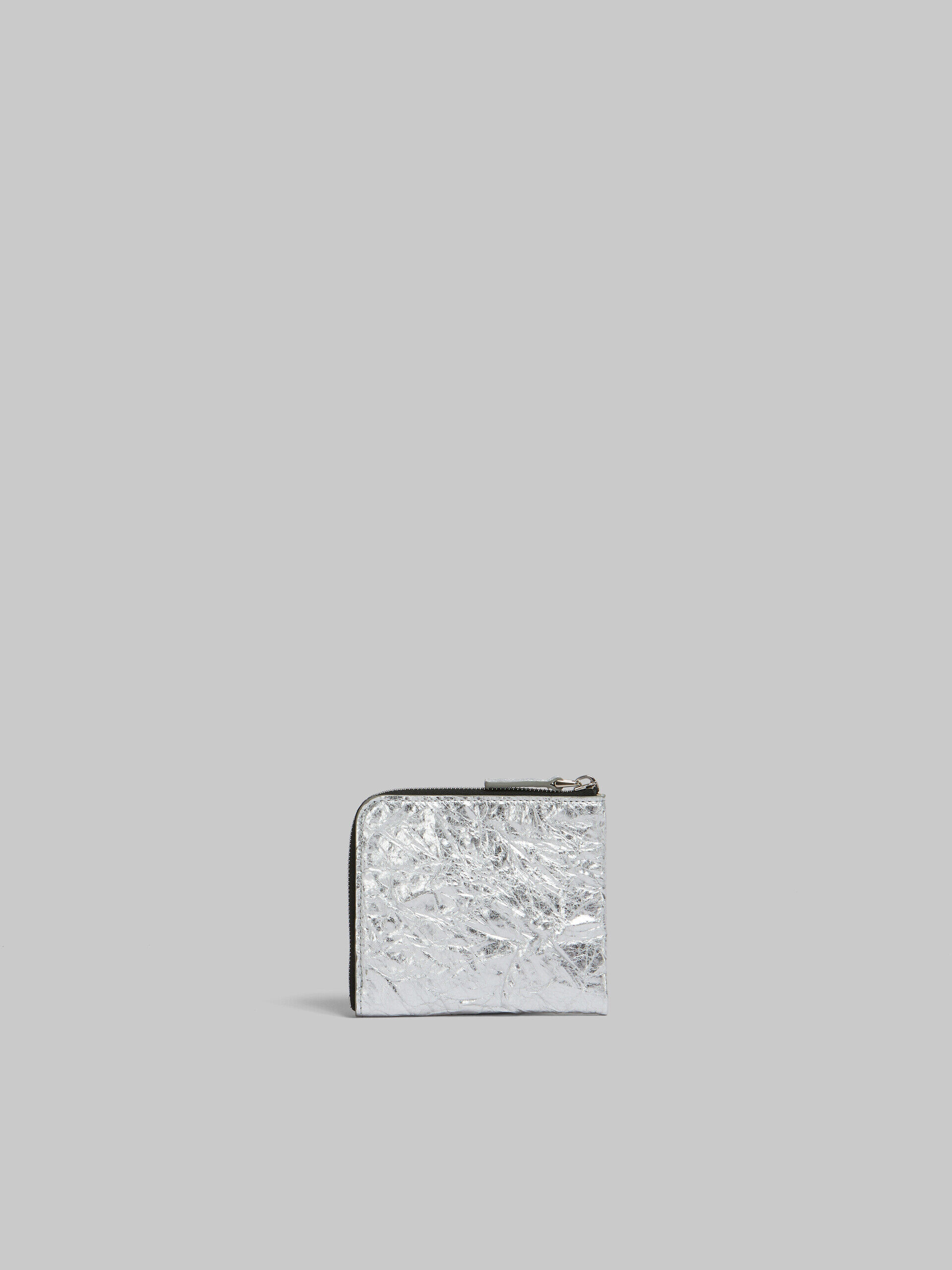Silver leather zip-around Prisma wallet | Marni