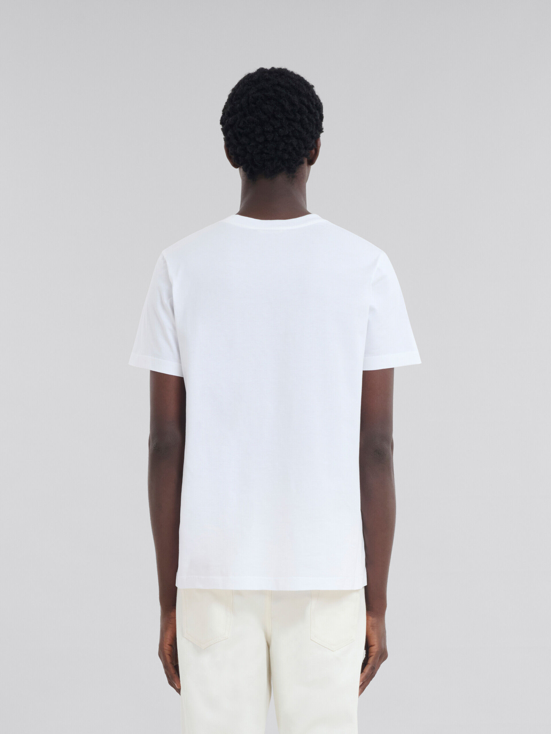 White cotton T-shirt with gingham Marni logo | Marni