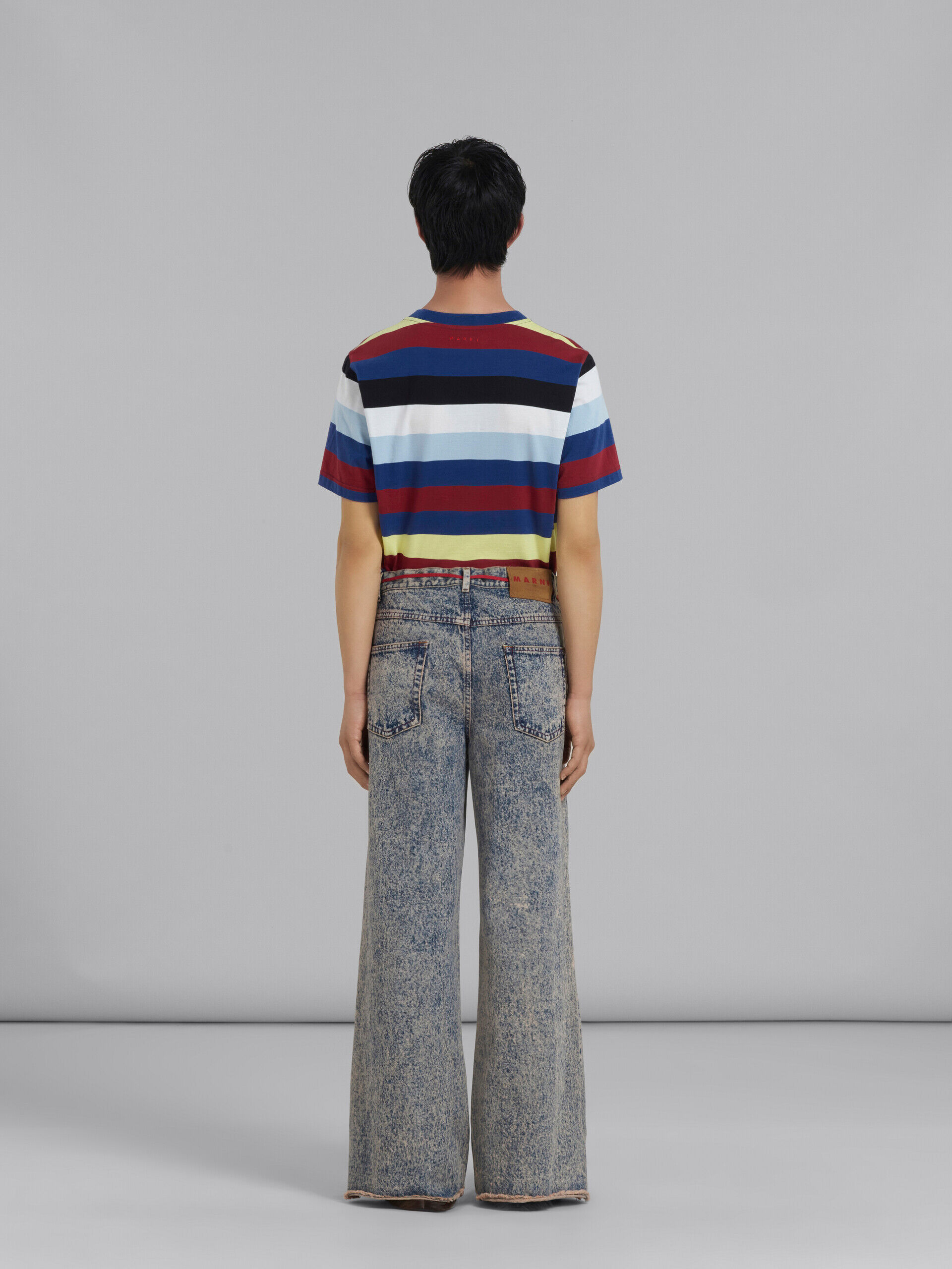 Pink flared 5 pocket trousers in marble-dyed denim | Marni