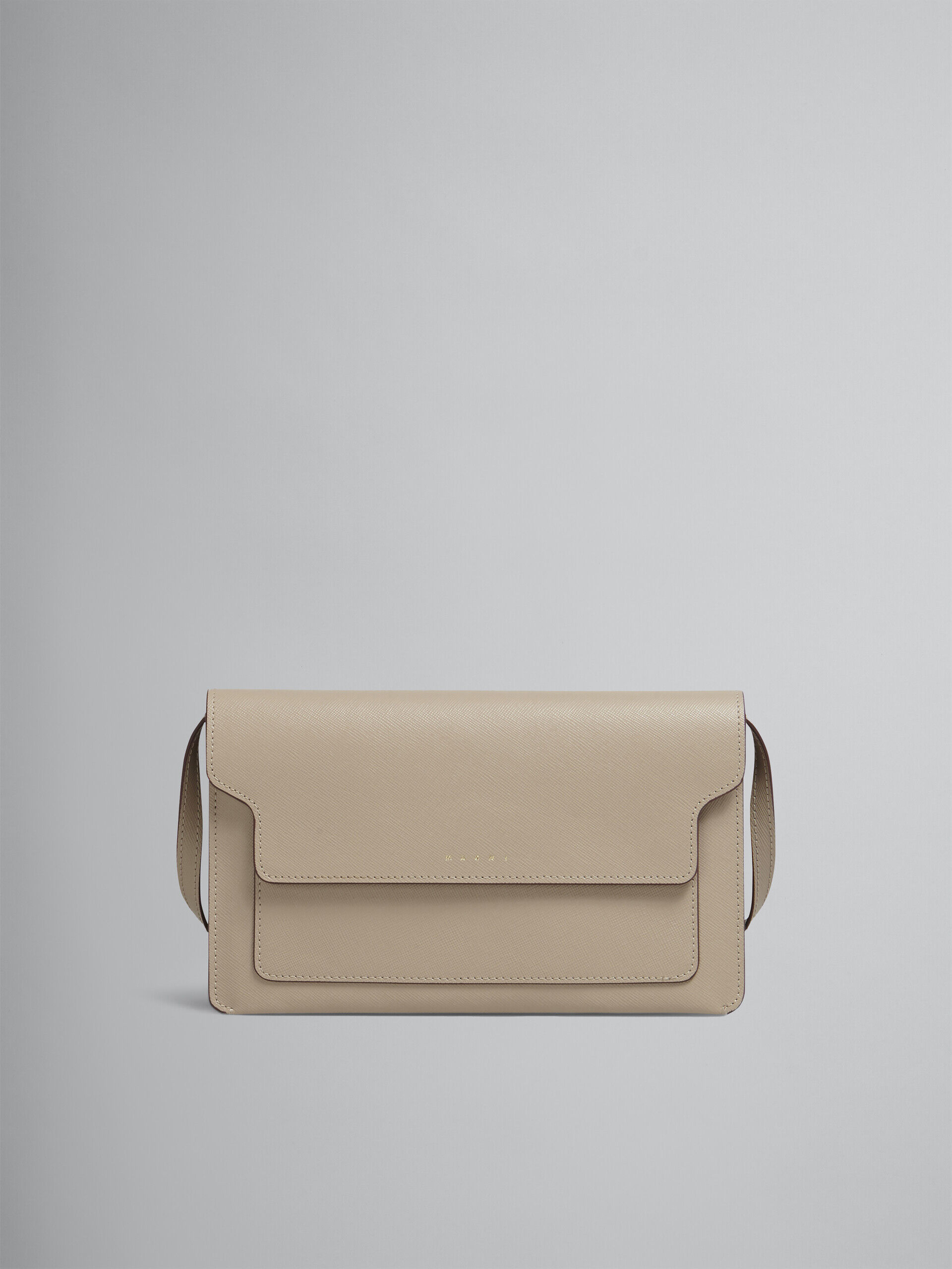 TRUNK clutch bag in beige saffiano leather | Marni
