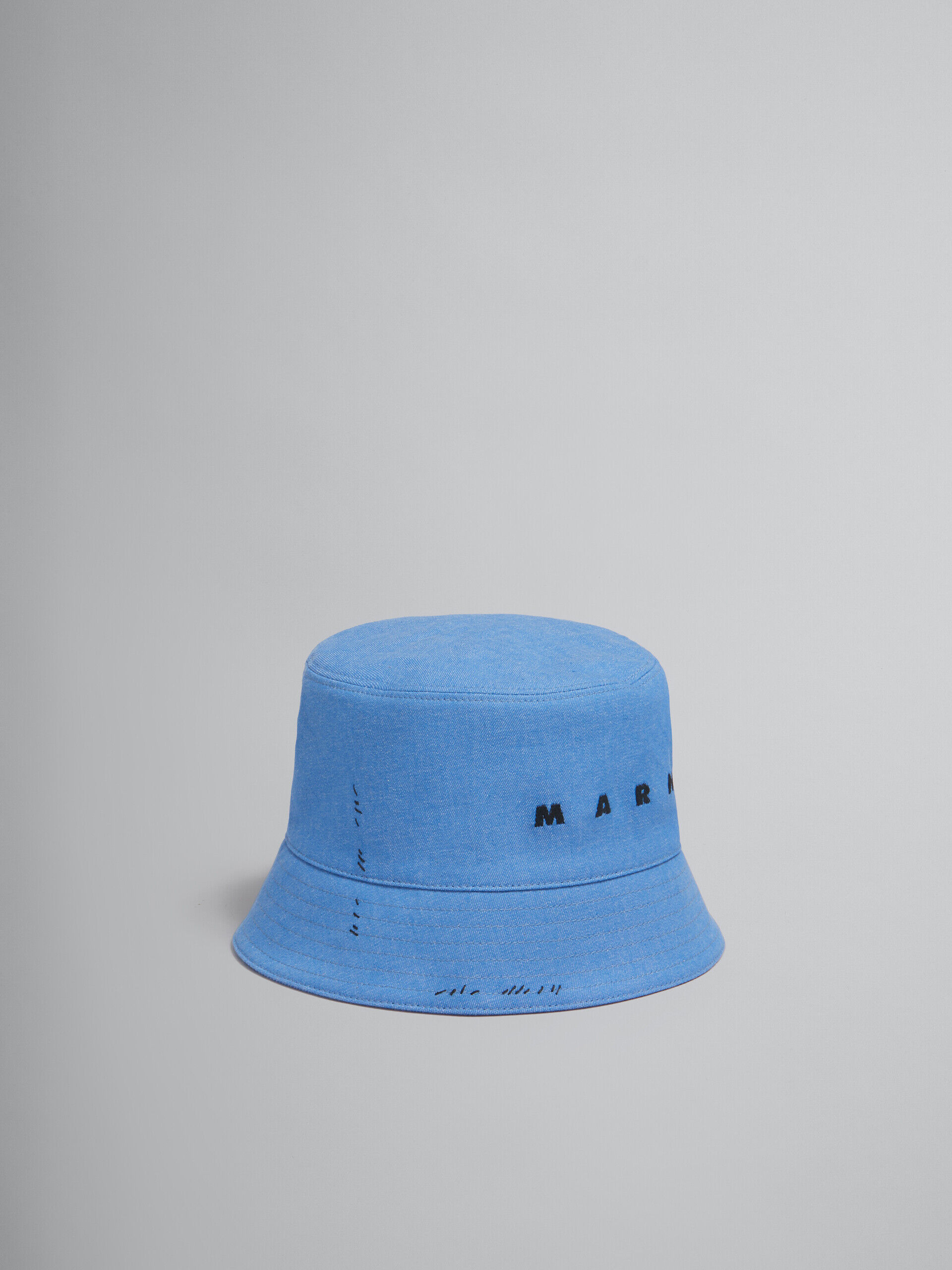 Blue denim bucket hat with Marni mending | Marni