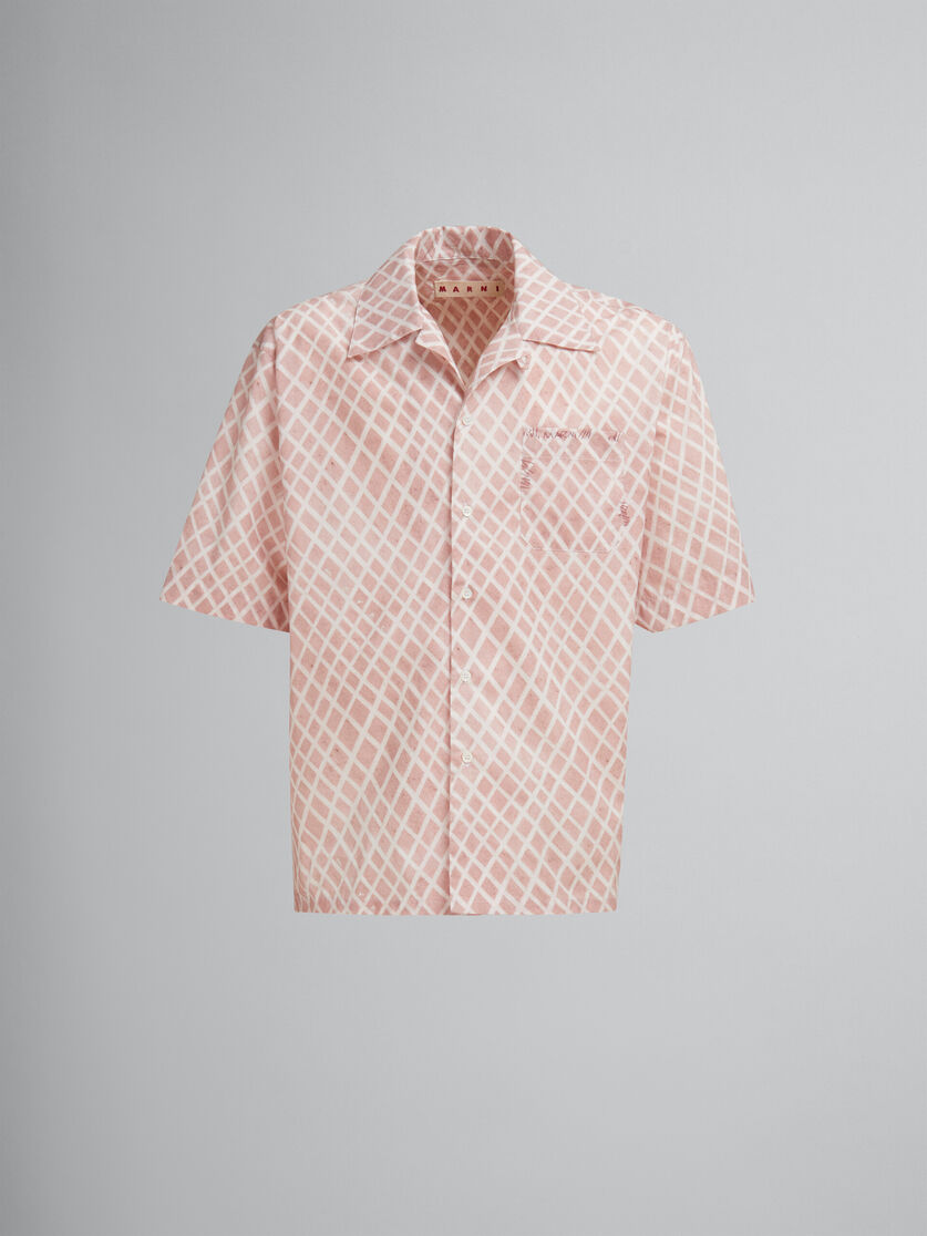 Camicia bowling in popeline rosa con stampa Landscapes - Camicie - Image 1