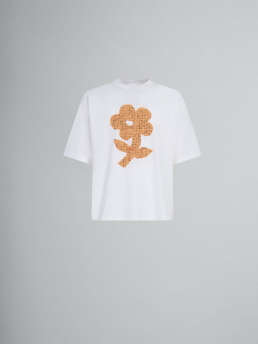 | print cotton White Marni T-shirt with wordsearch bio flower