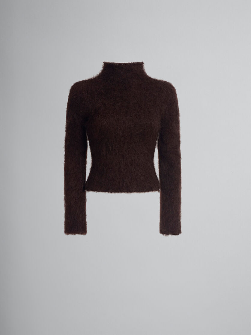 Dolcevita in mohair spazzolato marrone - Pullover - Image 1