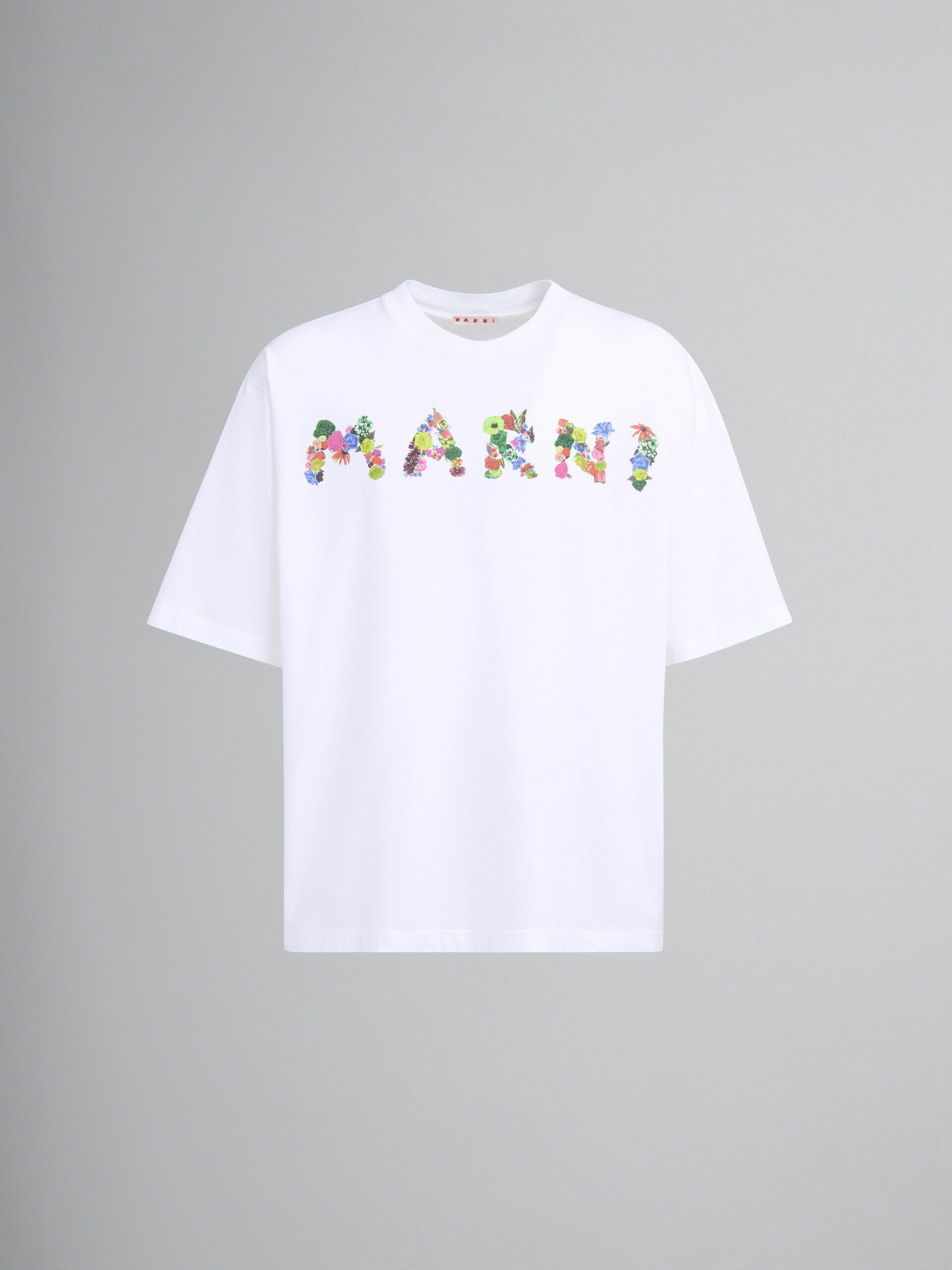 ホワイト ブーケマルニロゴ入り コットン製Tシャツ | Marni