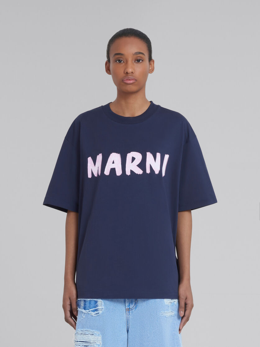 Marni Drip Logo Print Cotton Jersey T-shirt In White