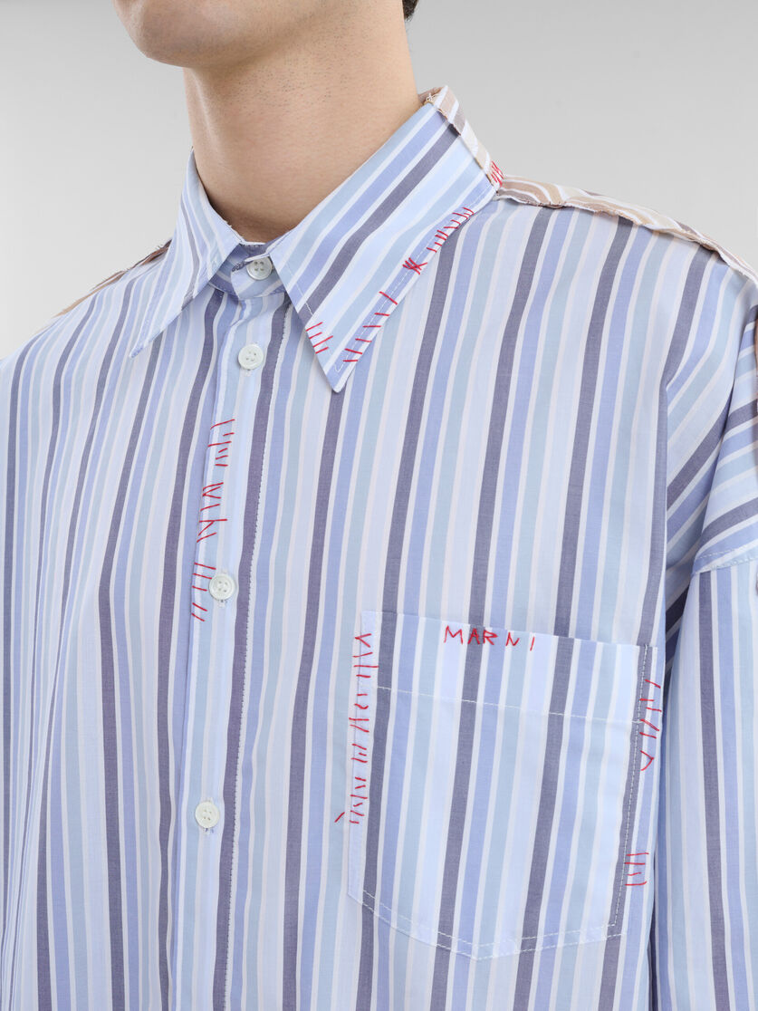 Camicia in popeline biologico a doppia riga blu e rosa - Camicie - Image 4