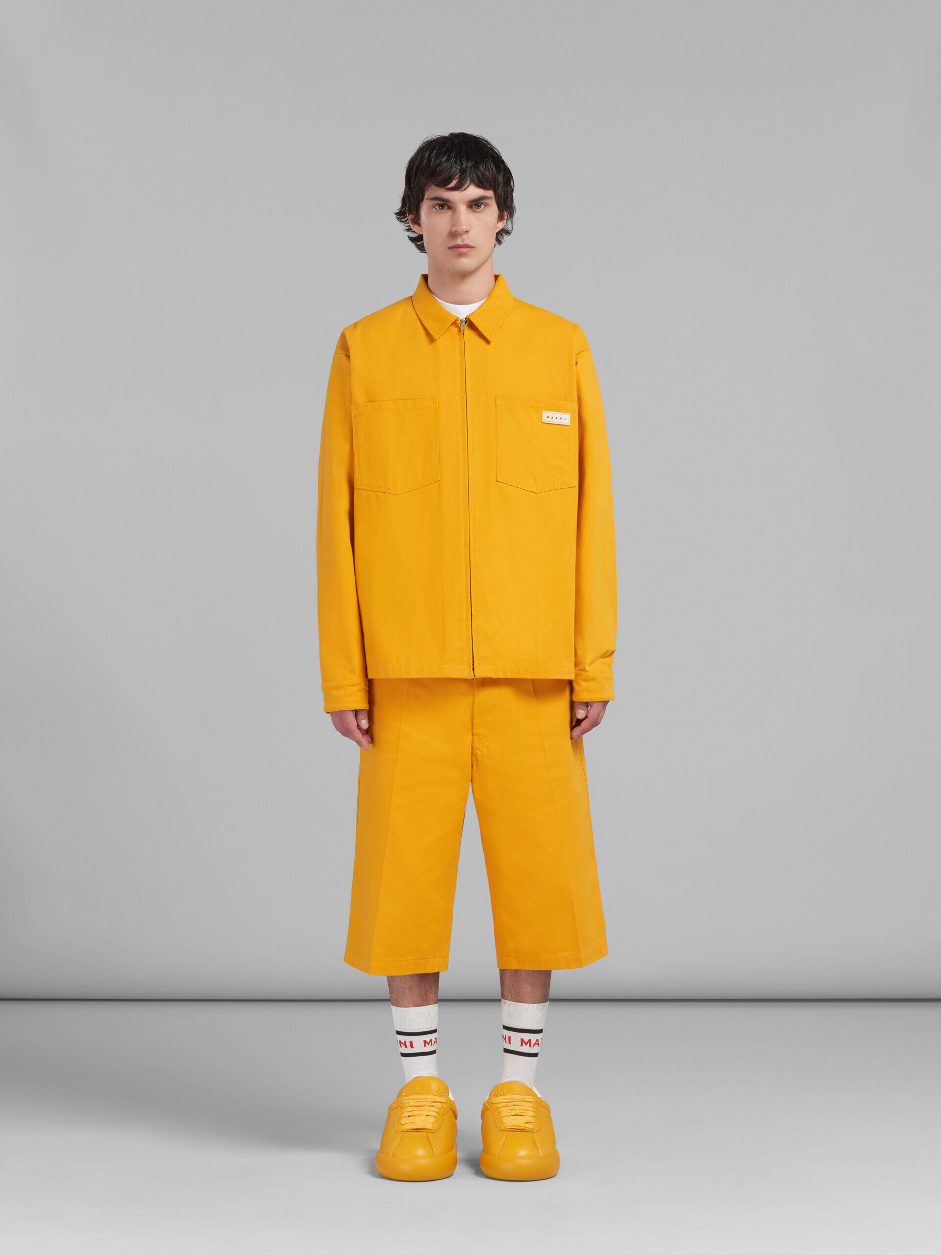 Orange gabardine zip-up overshirt | Marni
