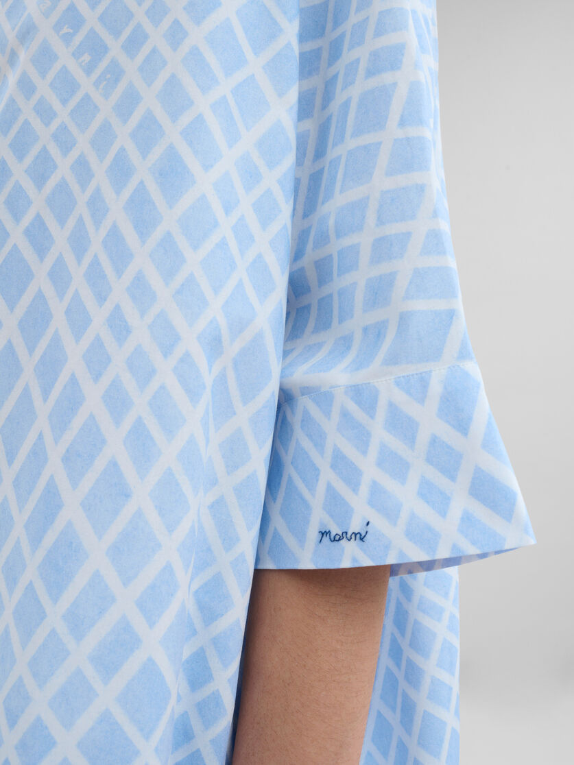 Camicia kimono in popeline di cotone azzurro con stampa Landscapes - Camicie - Image 4
