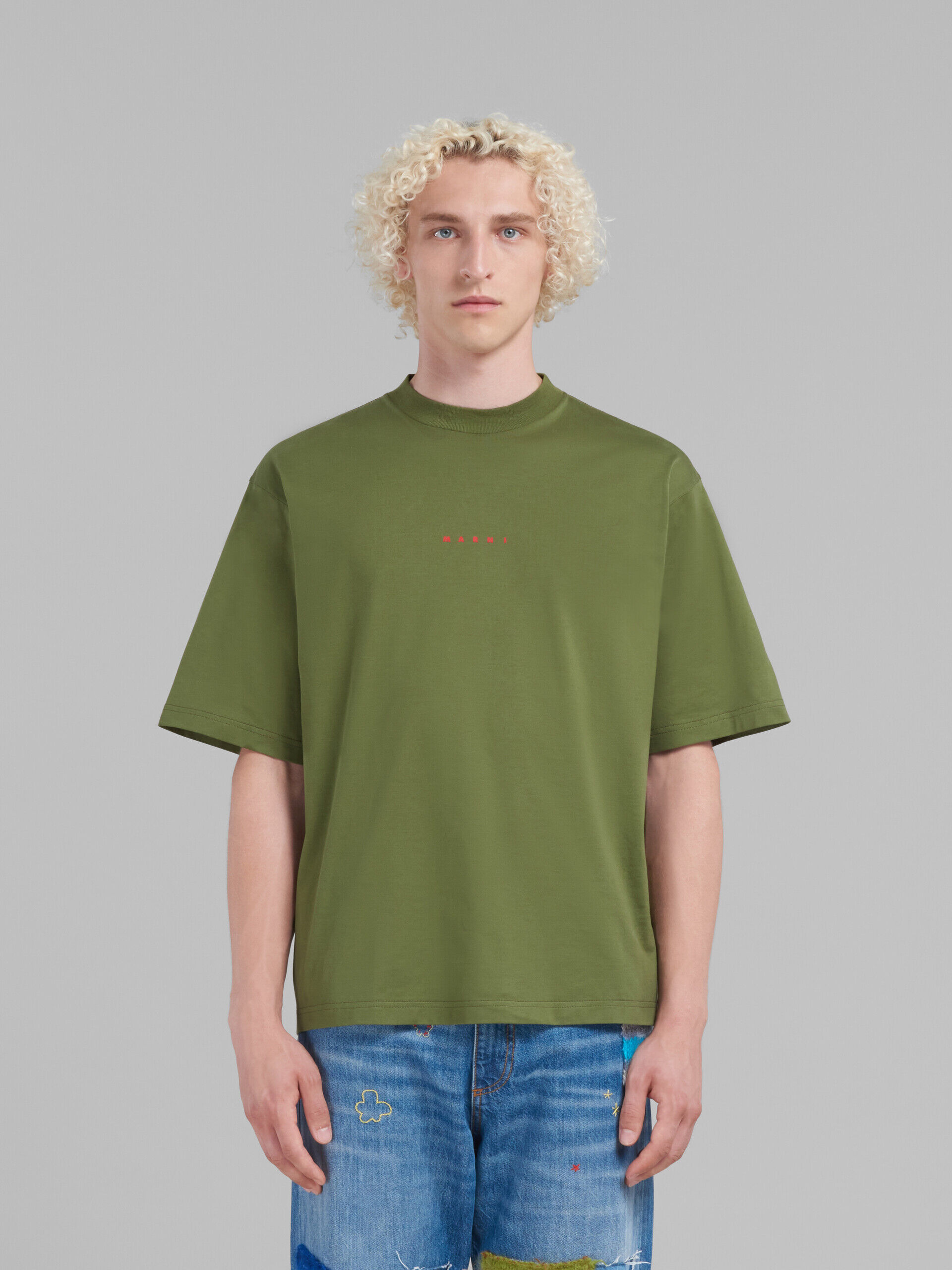 Marni contrasting-panel leather shirt - Green