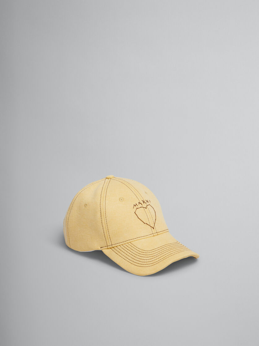 Cappello da baseball in denim biologico giallo con impunture Marni - Cappelli - Image 1