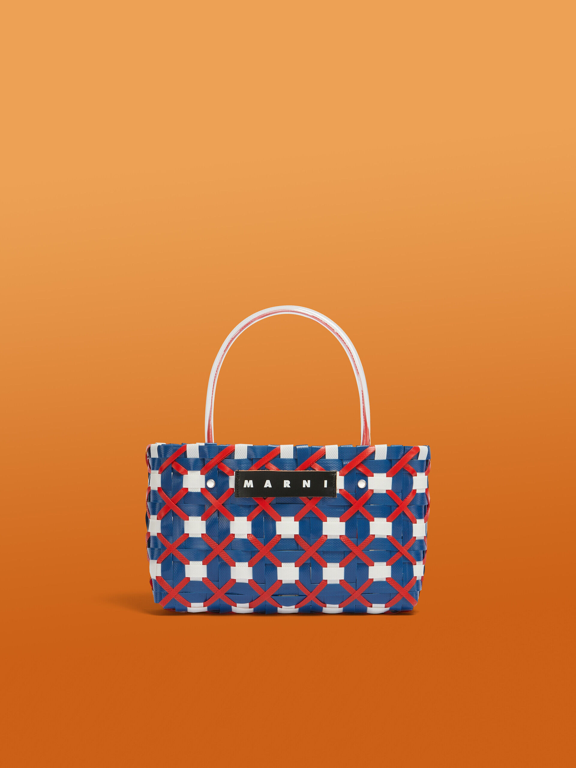 Blue and white criss-cross MARNI MARKET tote bag | Marni